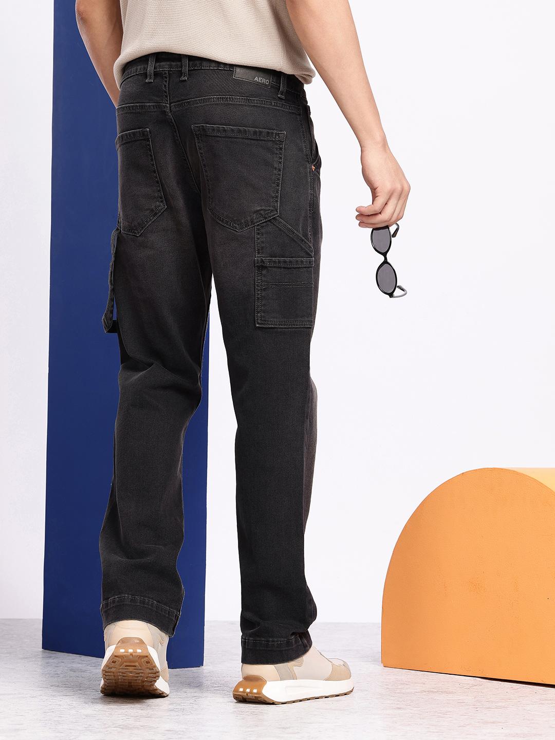 Aeropostale Men Relaxed Fit Light Fade Stretchable Cargo Style Jeans
