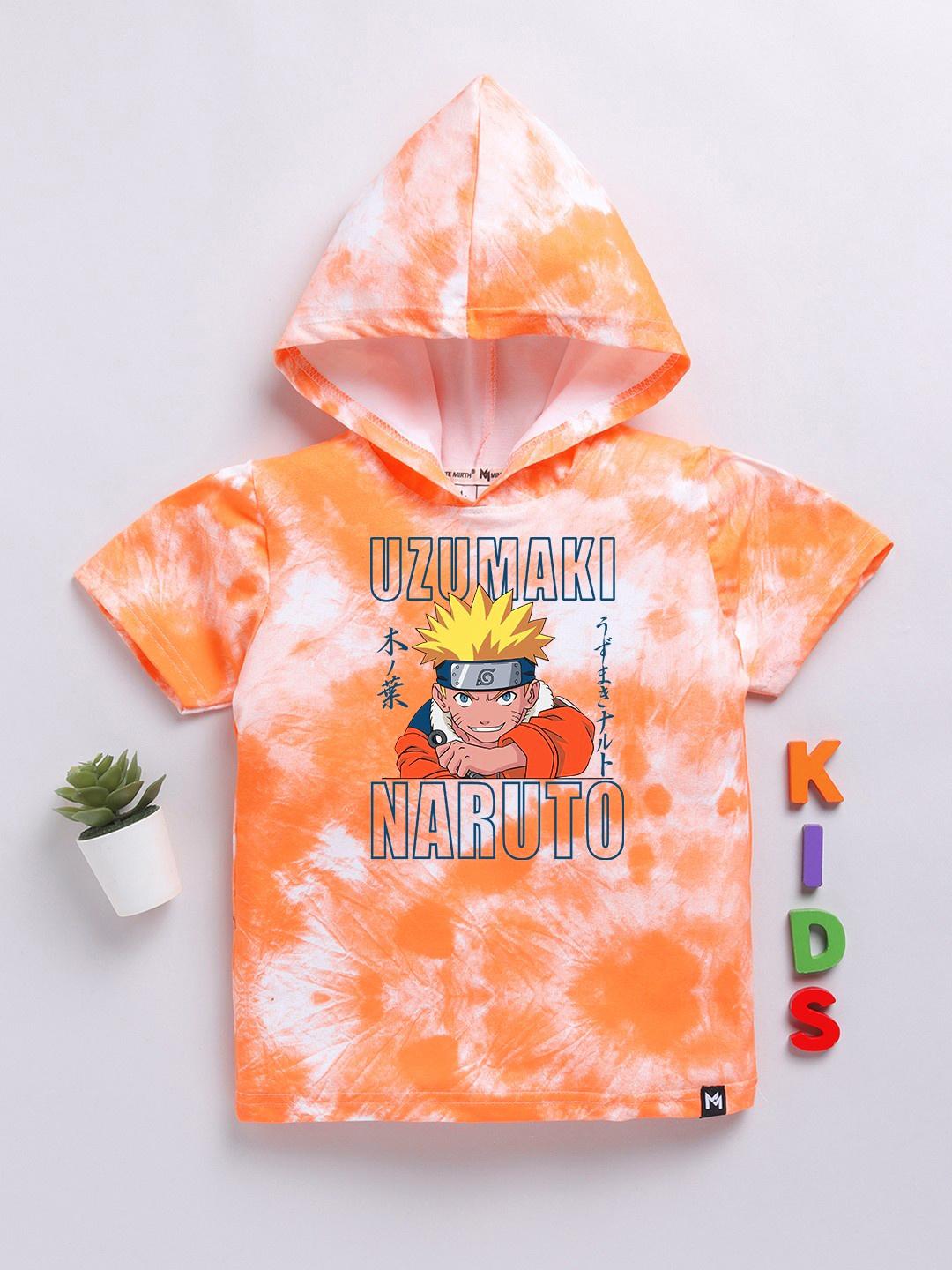 Buy YK X Minute Mirth Boys Tie & Dye Naruto Printed Cotton Hooded T ...