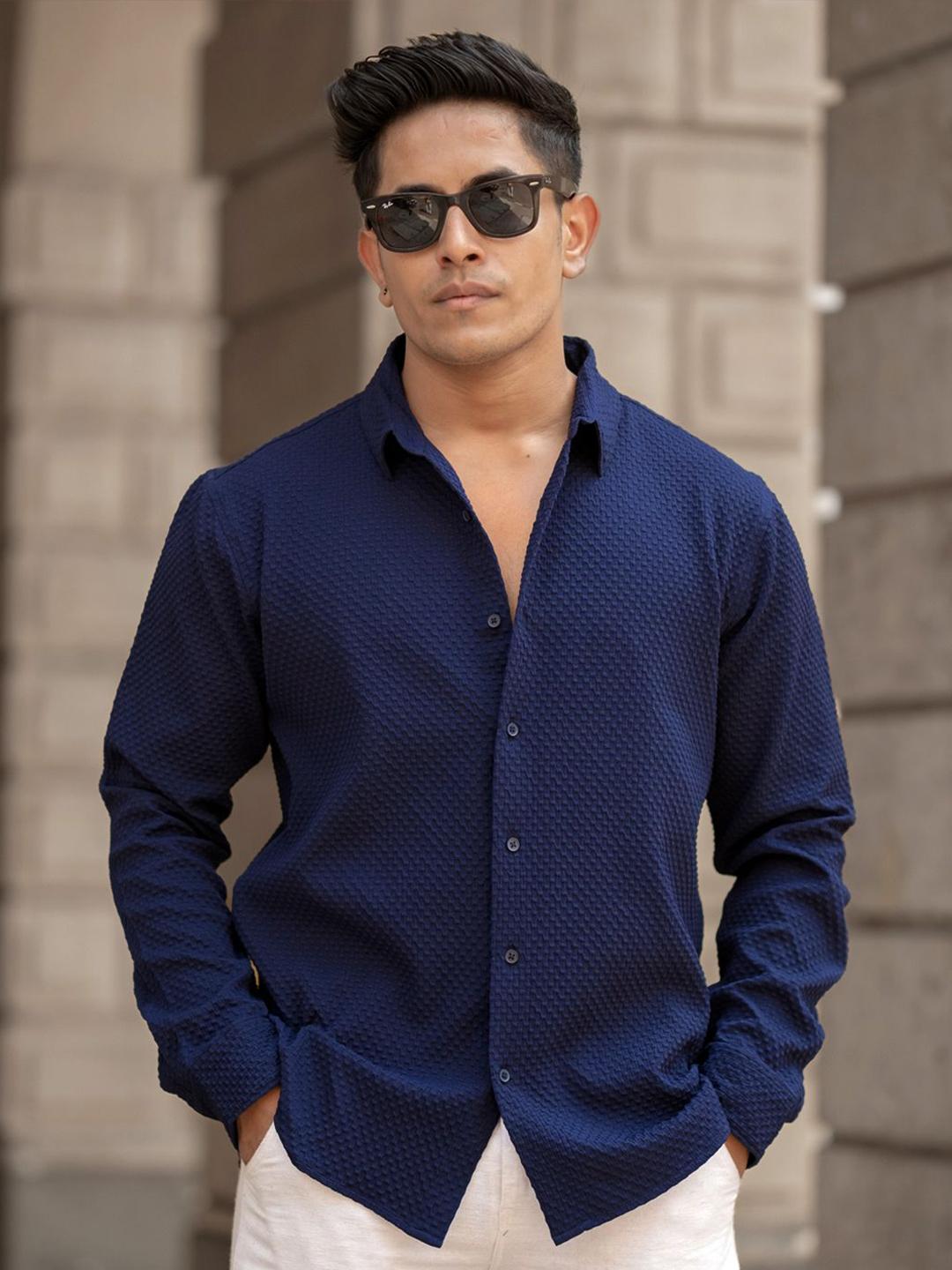 Buy Powerlook Men Spread Collar Solid Casual Shirt -  - Apparel for Men