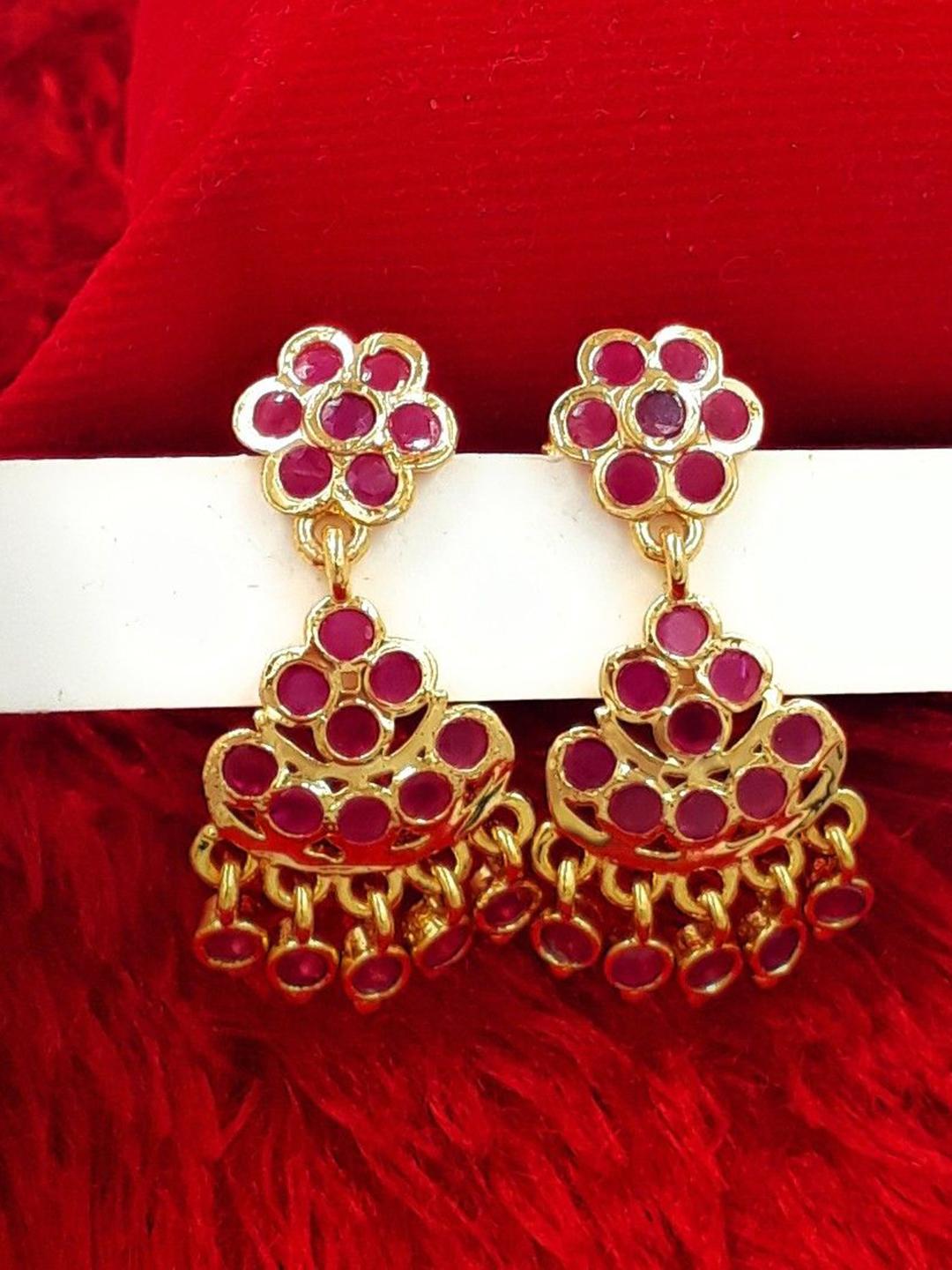 Buy Anujeet Fashion Hub Gold Plated American Diamond Studded Drop Earrings - - Accessories for Women