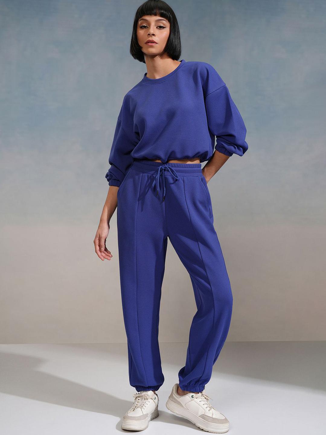 Buy Tokyo Talkies Women Textured Top And Jogger Co Ord Set - - Apparel for Women