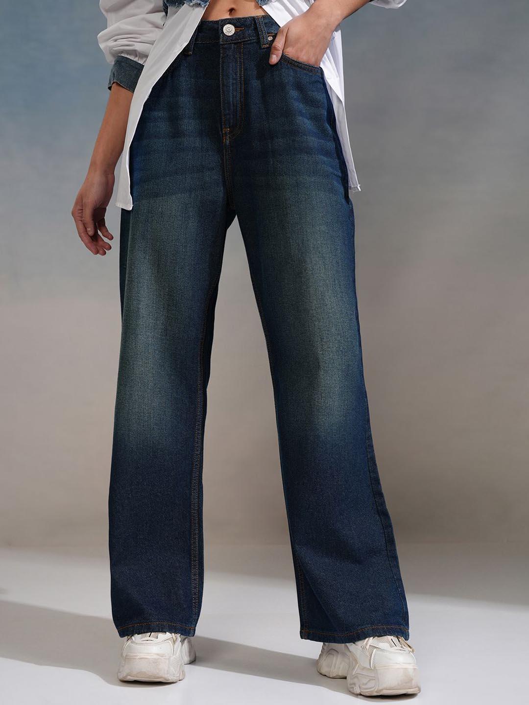 Basics By Tokyo Talkies Women Streetwear High Rise Flared Jeans