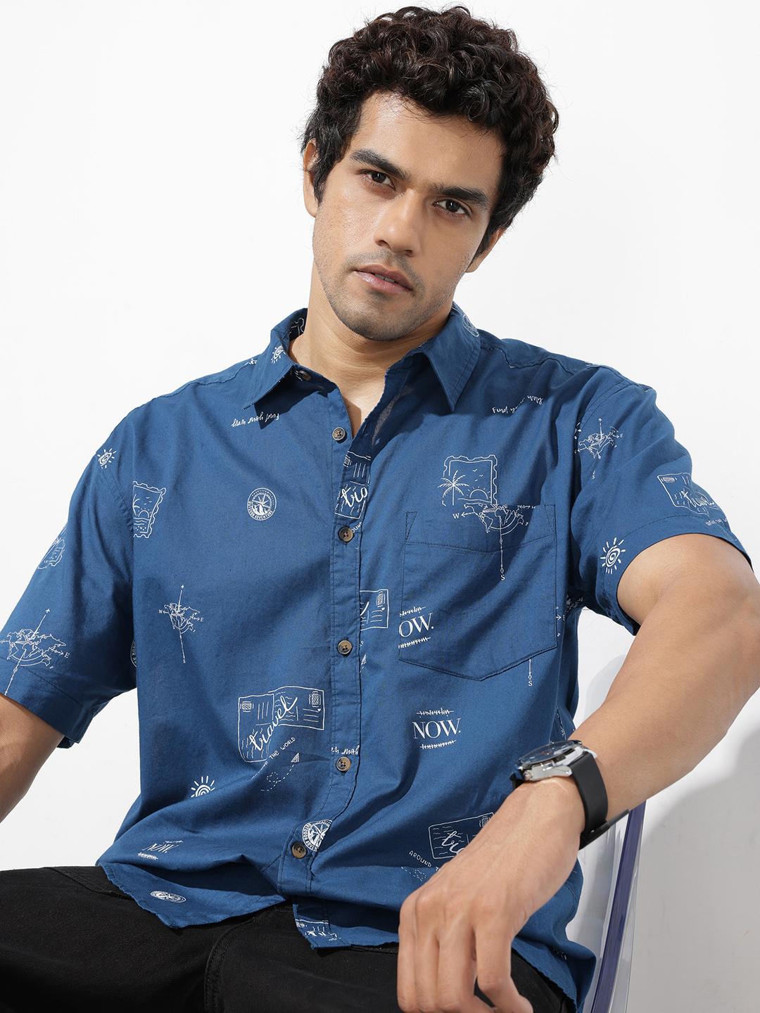 The Roadster Life Co. Pure Cotton Printed Relaxed Fit Casual Shirt