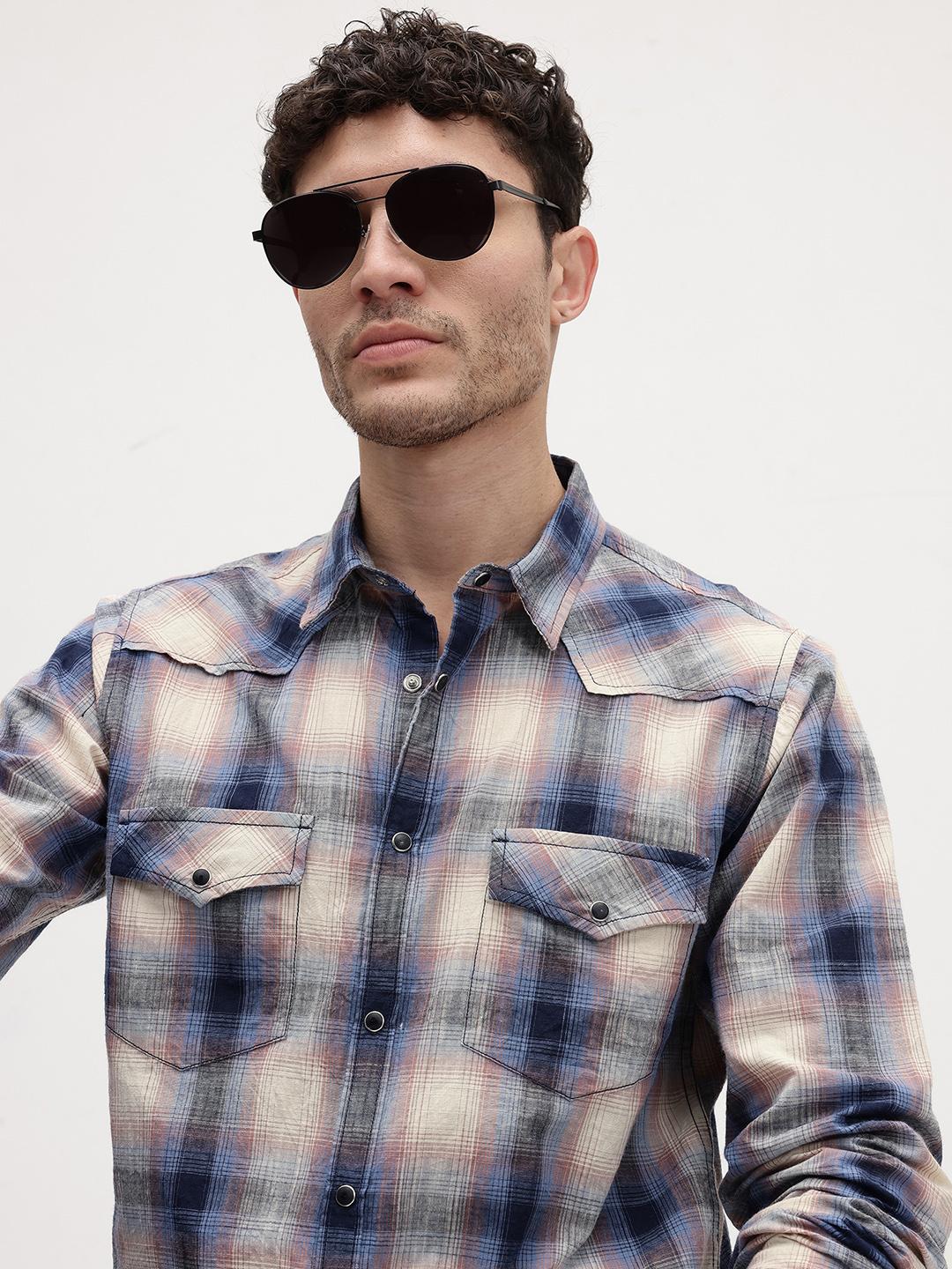 The Roadster Life Co. Men Checked Pure Cotton Casual Shirt