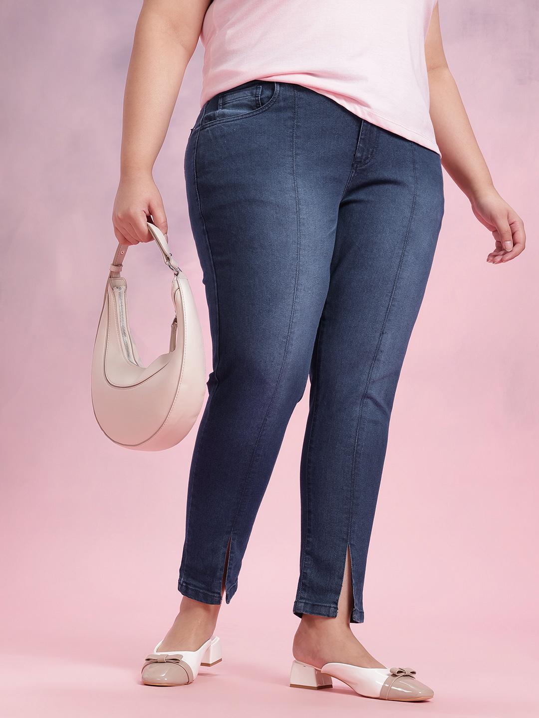 DressBerry Curve Women Plus Size Slim Fit Mid-Rise Light Fade Stretchable Jeans