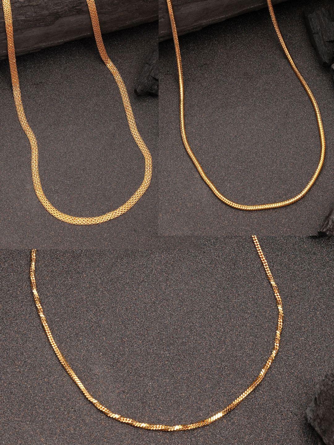 Buy NVR Women Set Of 3 Gold Plated Minimal Chain -  - Accessories for Women