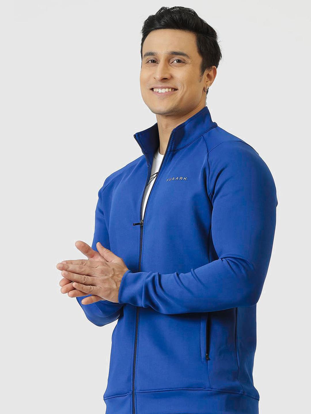 FUAARK Men Mock Collar Solid Sporty Jacket