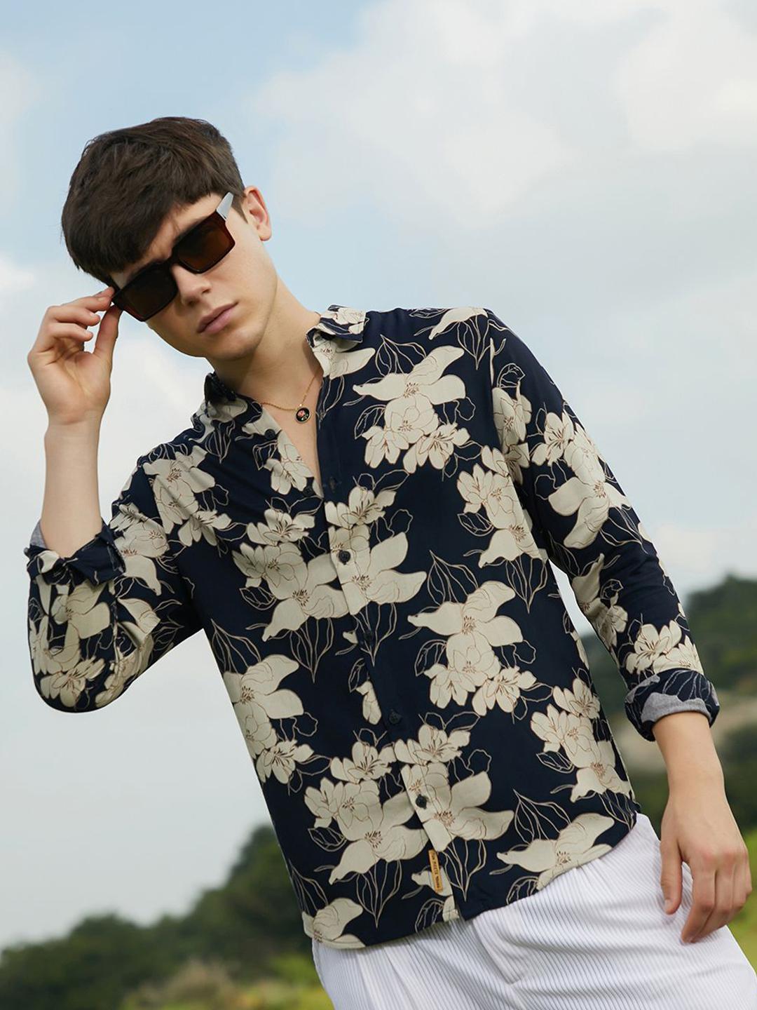 Buy Campus Sutra Men Relaxed Fit Spread Collar Floral Printed Casual Shirt -  - Apparel for Men