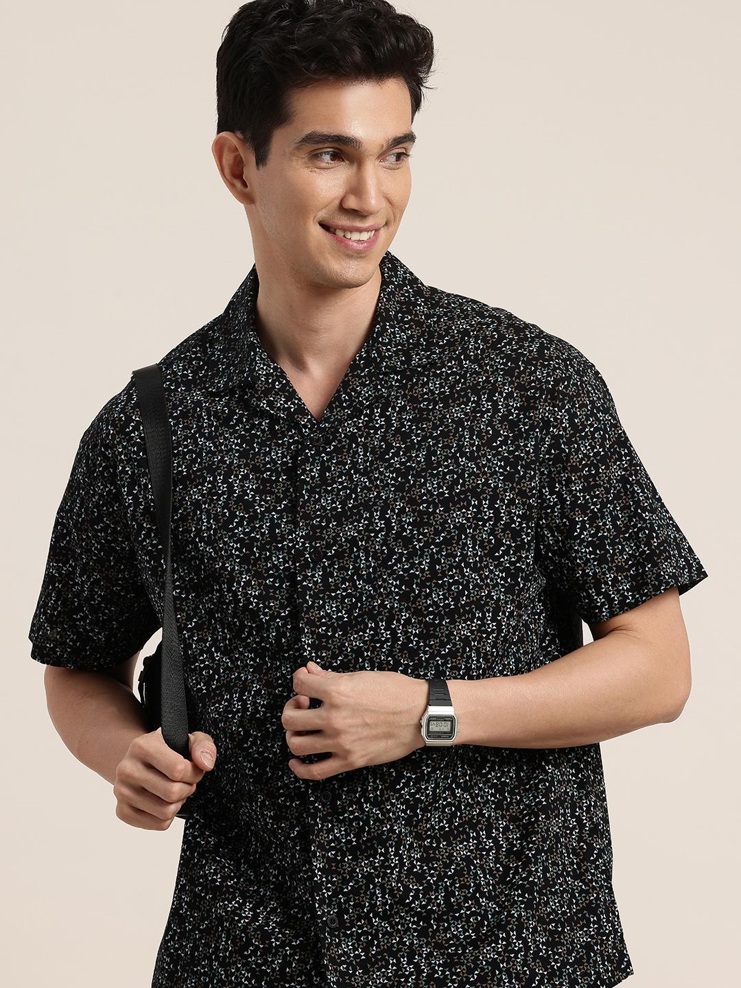HERE&NOW Geometric Printed Pure Cotton Casual Shirt