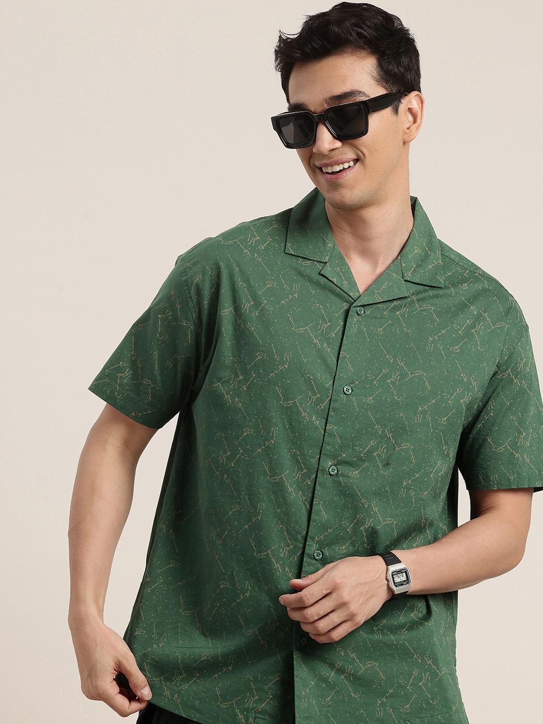 HERE&NOW Pure Cotton Abstract Printed Relaxed Fit Casual Shirt