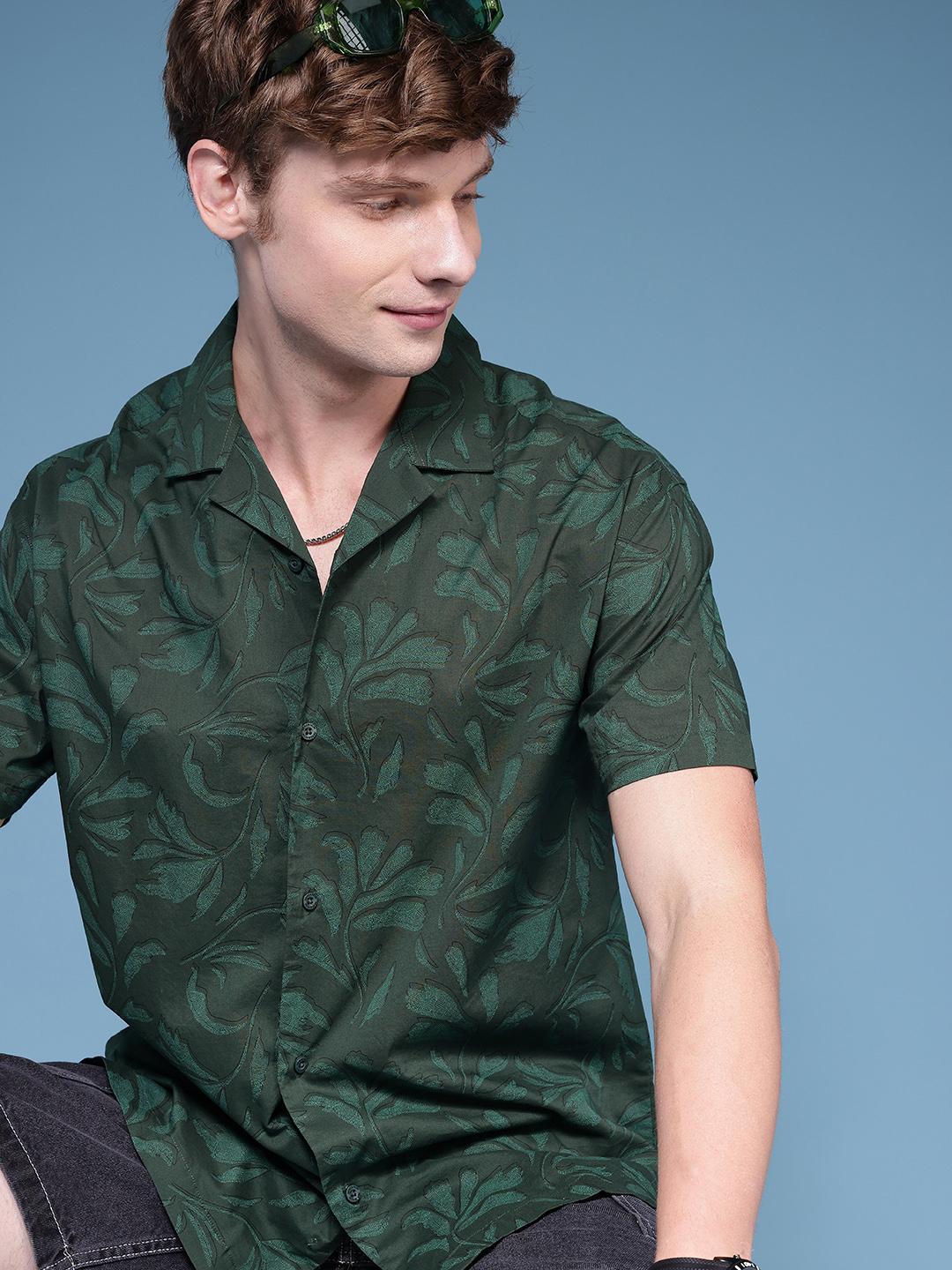 HERE&NOW Floral Printed Relaxed Fit Pure Cotton Casual Shirt