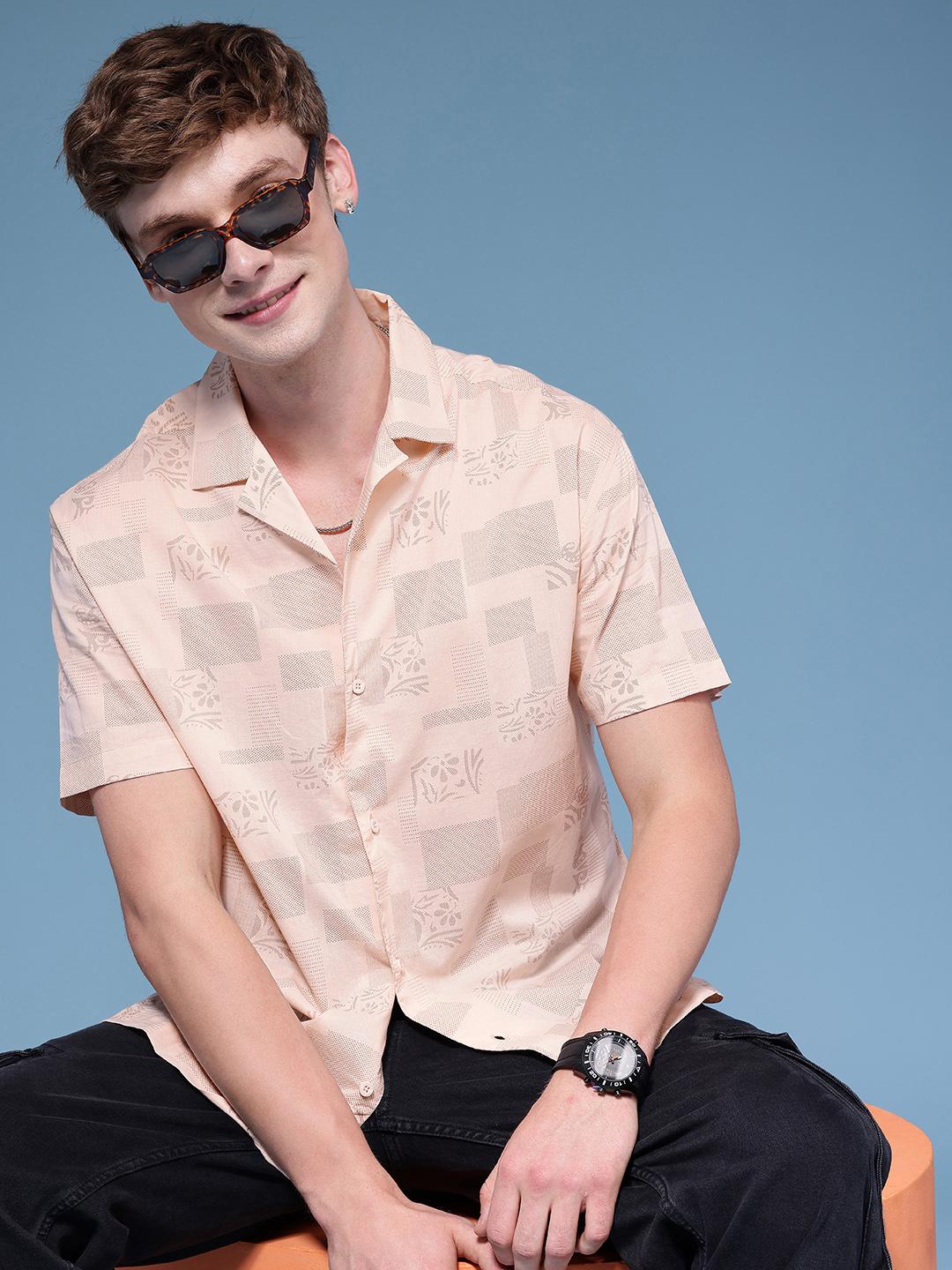 HERE&NOW Printed Pure Cotton Casual Relaxed Fit Shirt