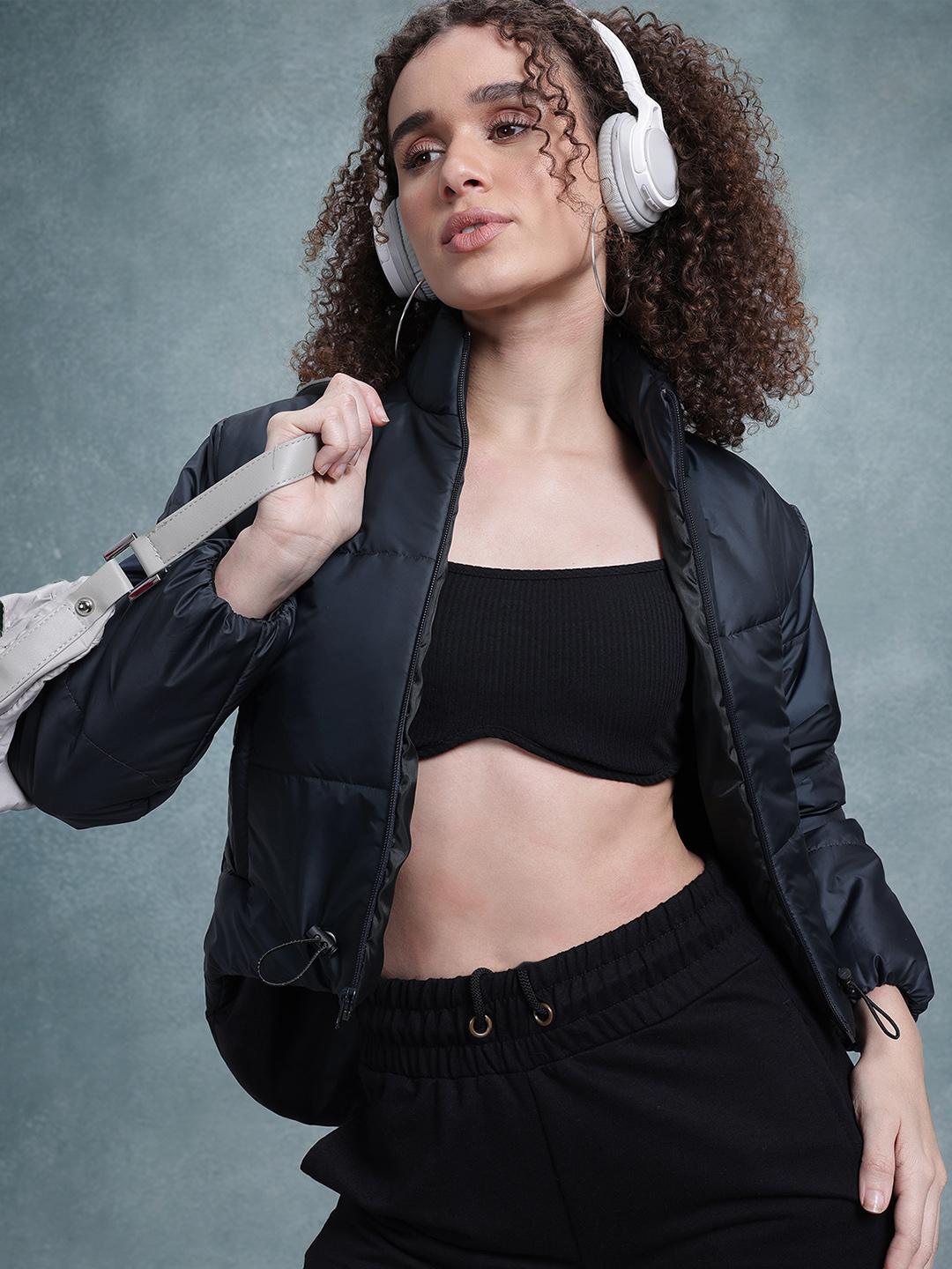 The Roadster Lifestyle Co. Women Windcheater & Water Resistant Crop Padded Jacket