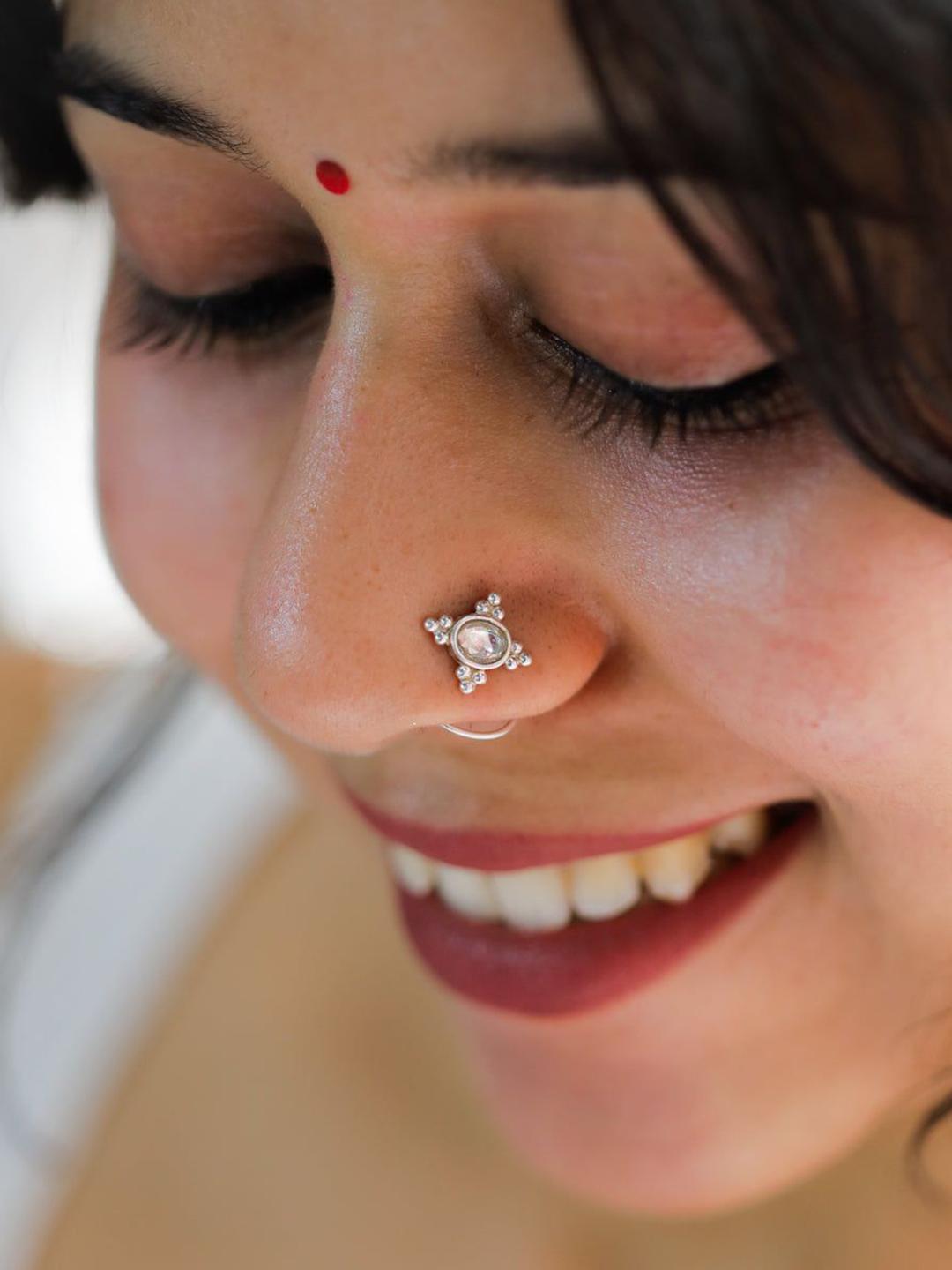 Grey - Antique Padma Sterling Silver Nosepin