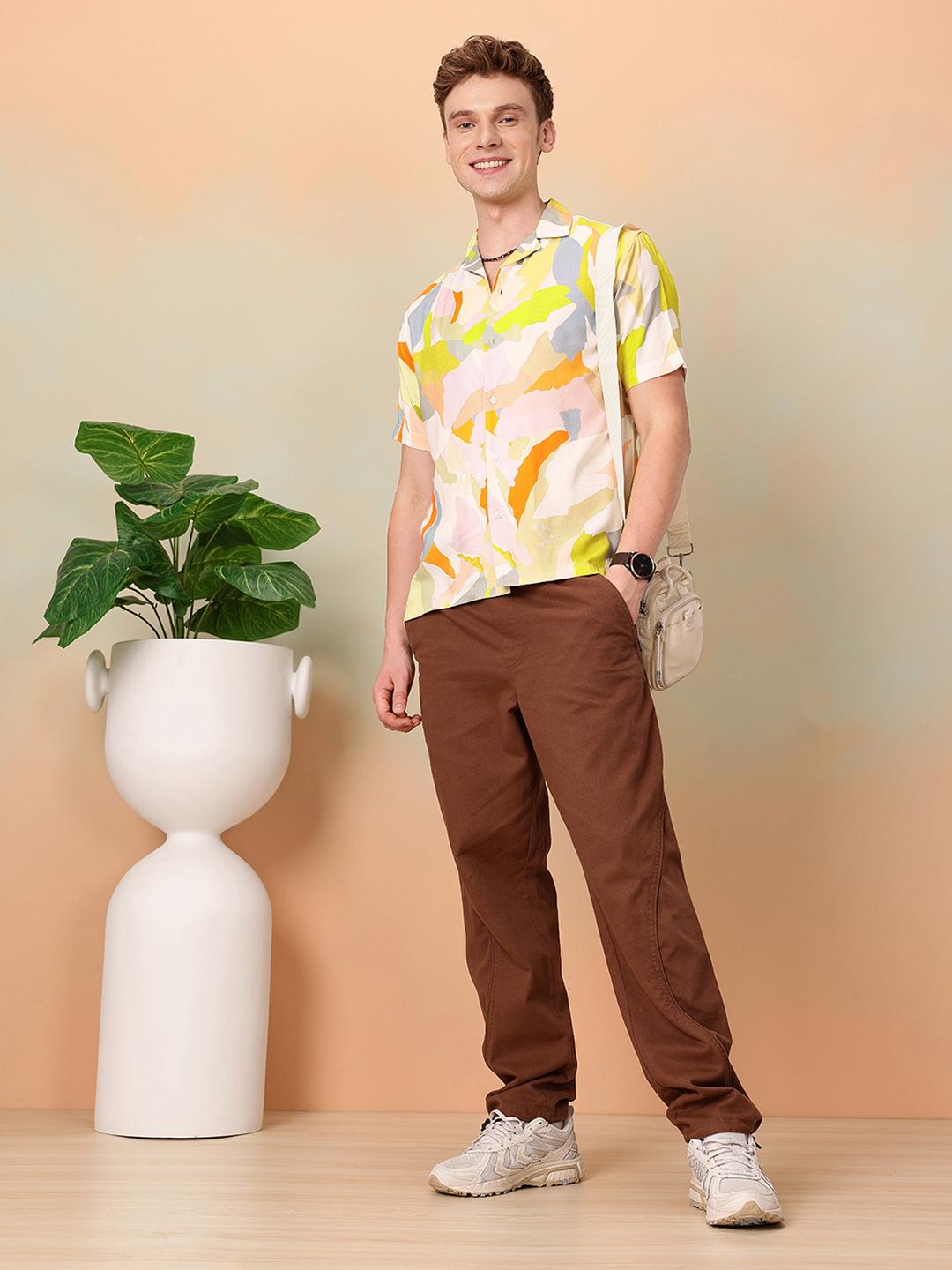 Mast & Harbour Abstract Printed Drop-Shoulder Sleeves Relaxed Fit Casual Shirt