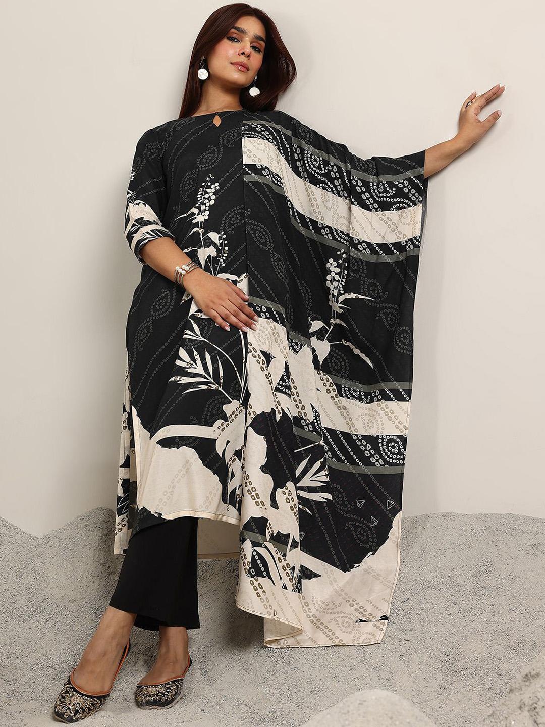 Libas Bandhani Printed Sequinned Kurta with Trousers & Dupatta