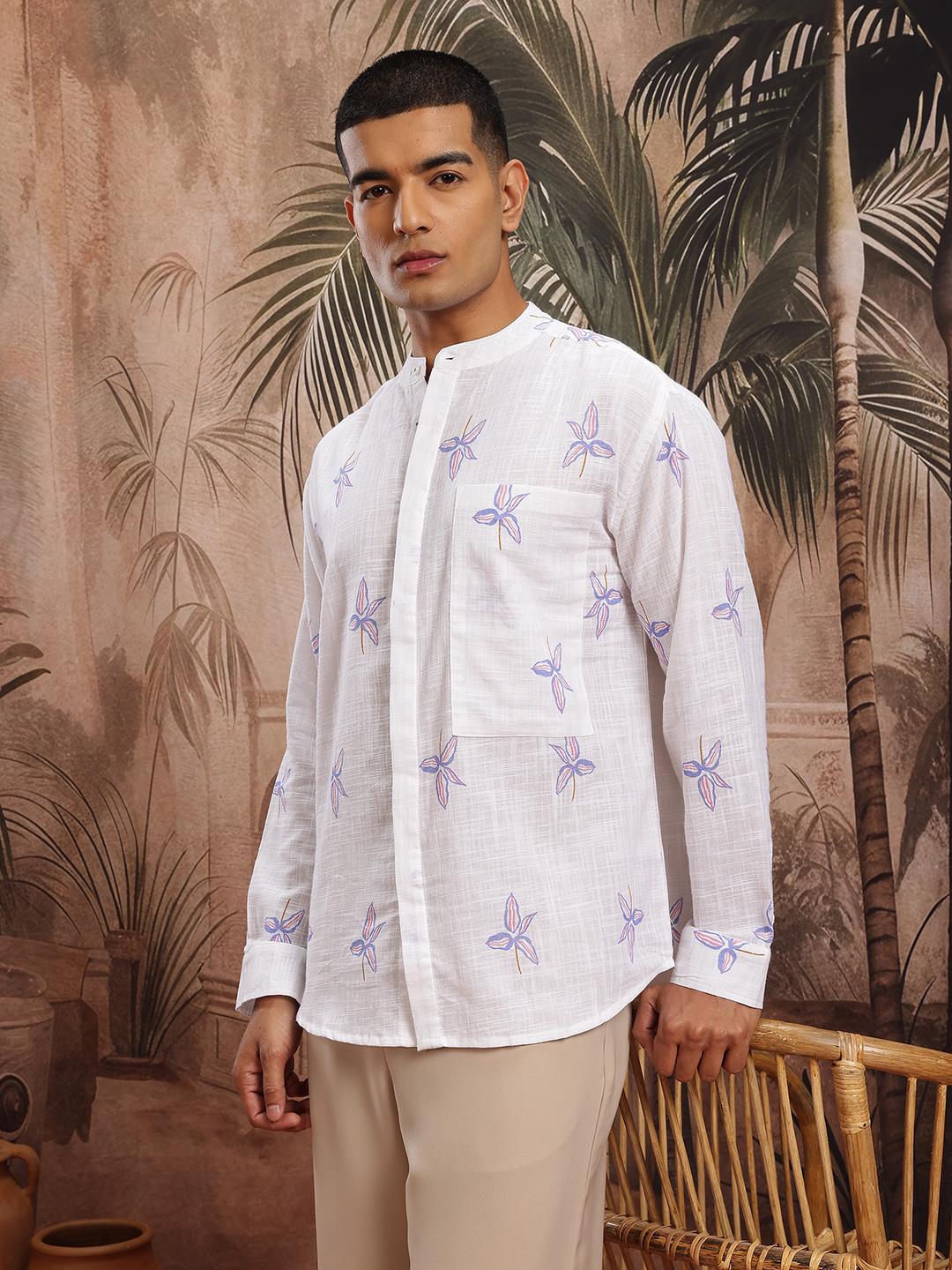 Sangria Men Printed Pure Cotton Ethnic Shirt