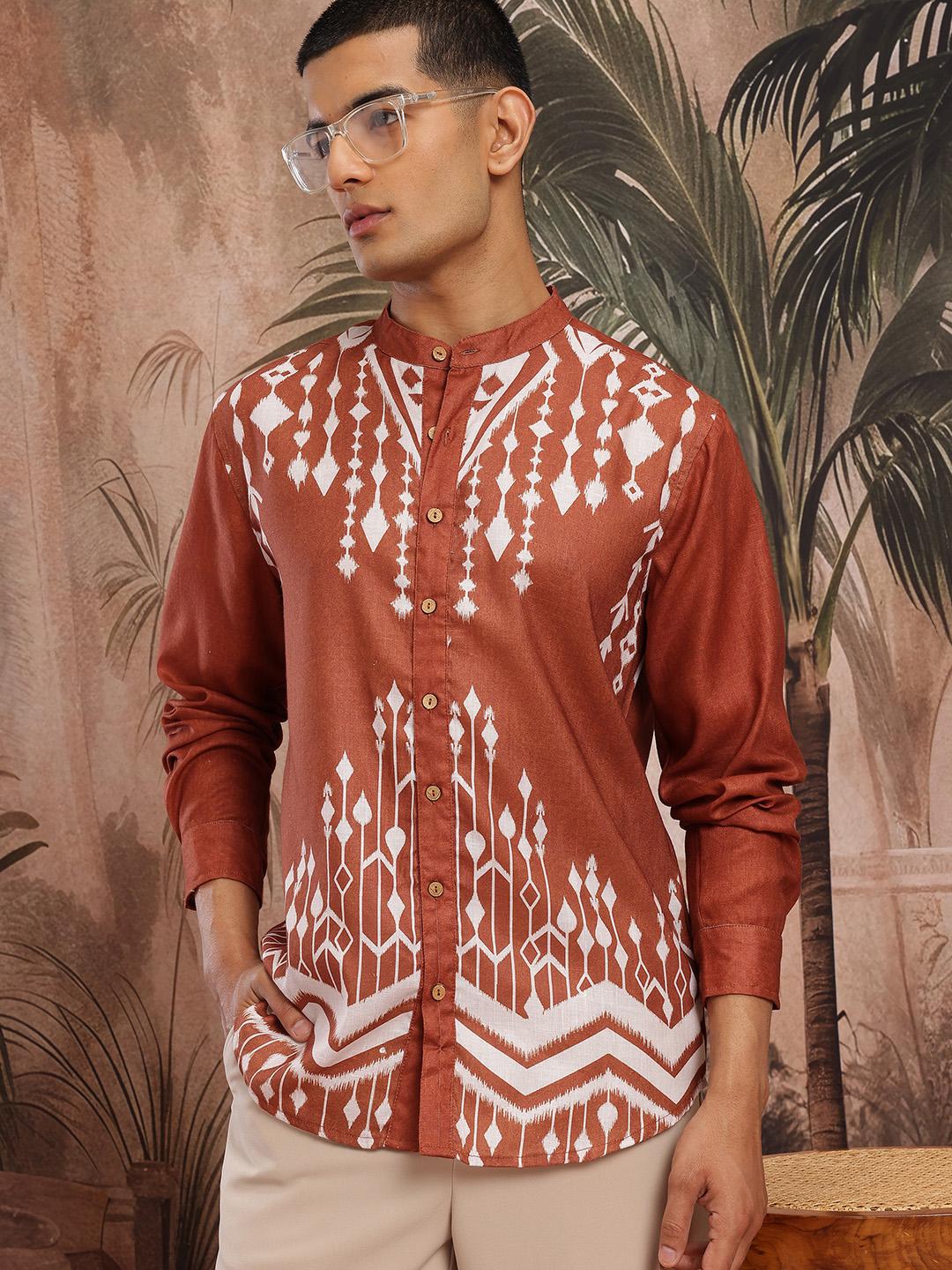 Sangria Printed Ethnic Shirt
