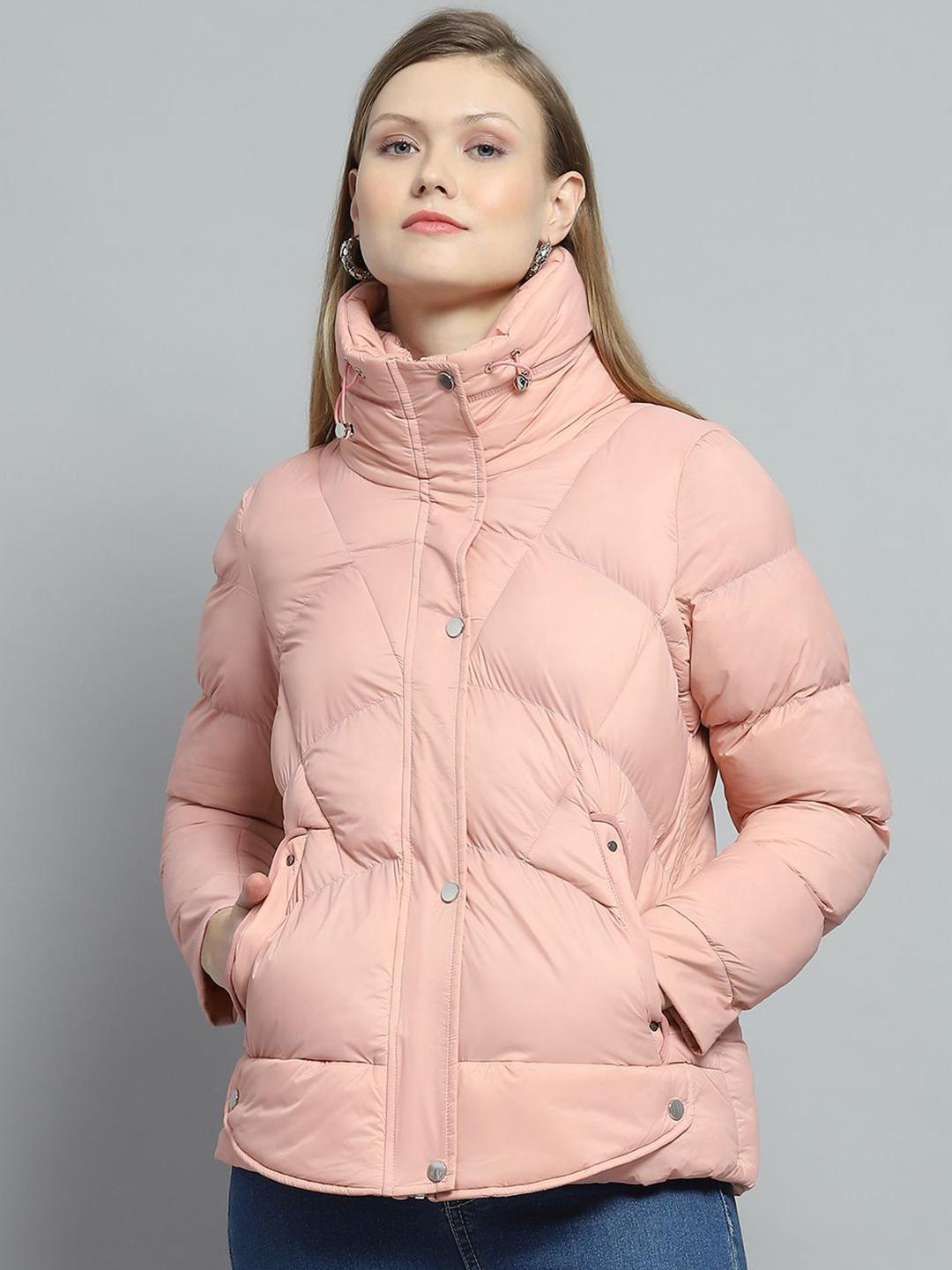Monte Carlo Women Mock Collar Solid Casual Lightweight Puffer Jacket