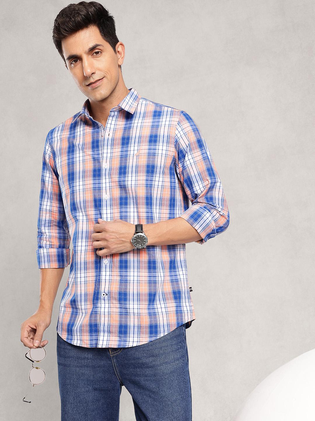 Nautica Classic Checked Pure Cotton Casual Shirt