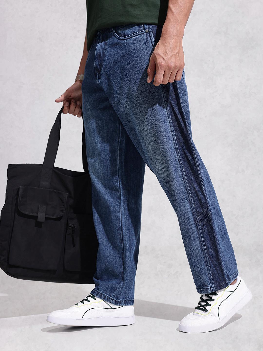 WROGN Men Loose Fit Mid-Rise Heavy Fade  Cotton Jeans