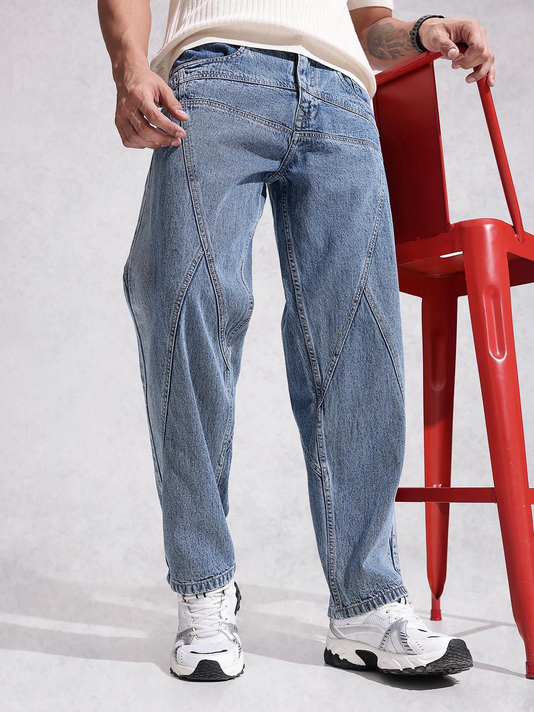 WROGN Men Pure Cotton Loose Fit Light Fade Jeans
