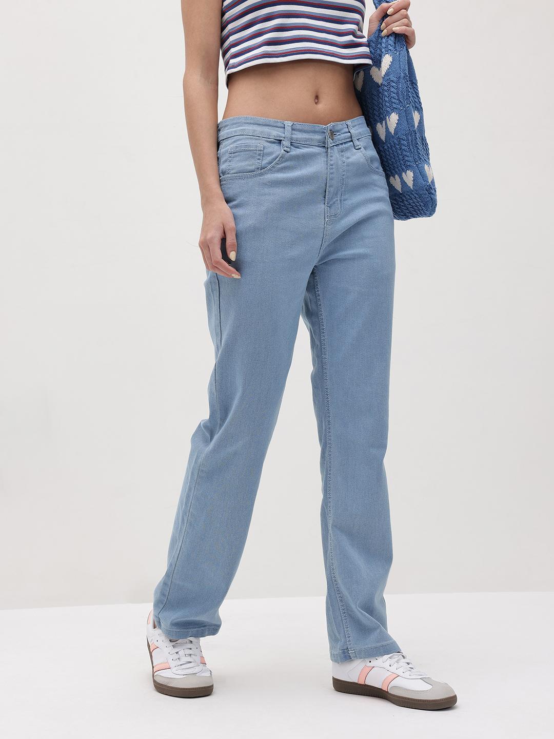 The Roadster Life Co. Women Straight Fit Mid-Rise Stretchable Jeans