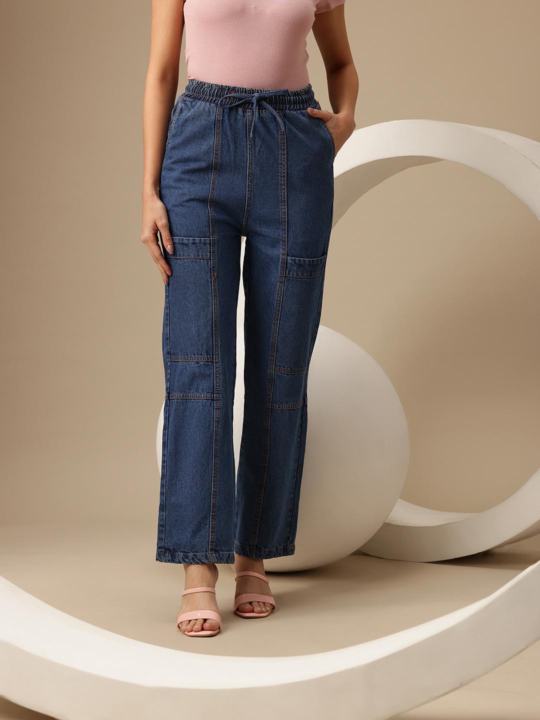 Chemistry Women Straight Fit Pure Cotton Mid-Rise Jeans