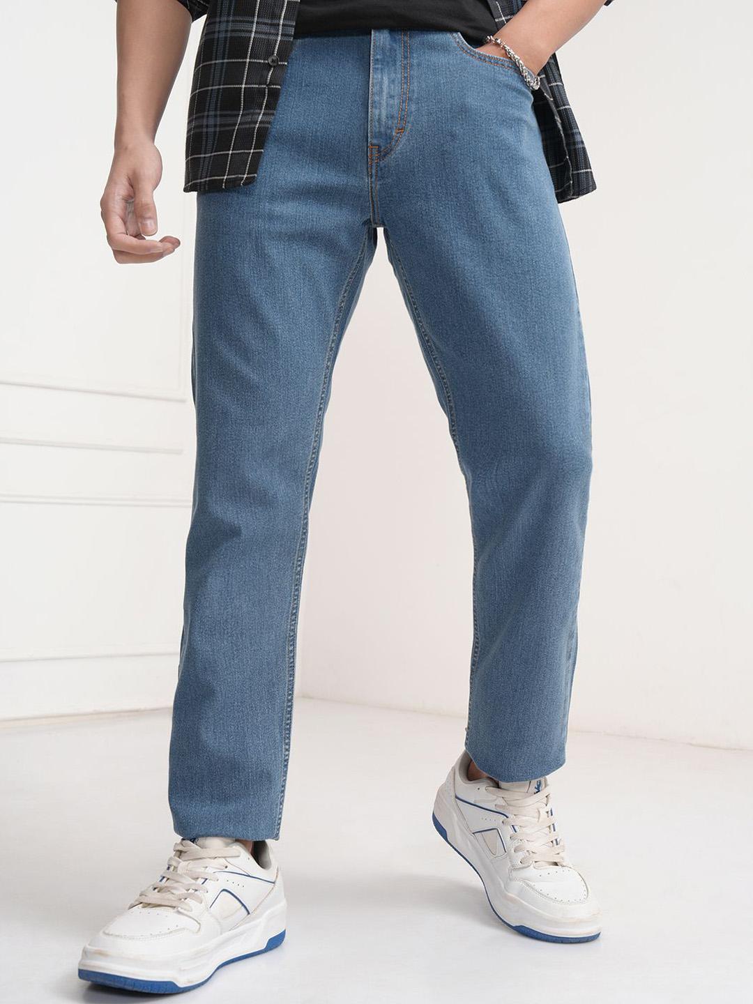 HIGHLANDER Men Tape Fit Mid-Rise Clean Look Stretchable Jeans