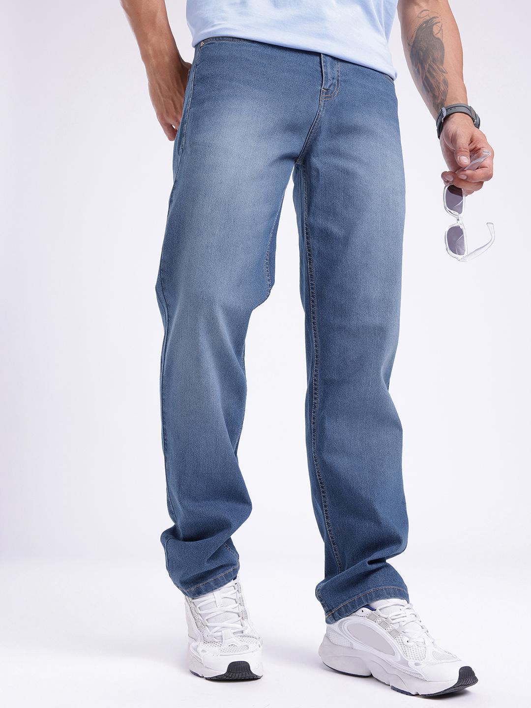 glitchez Men Light Fade Embroidered Stretchable Jeans