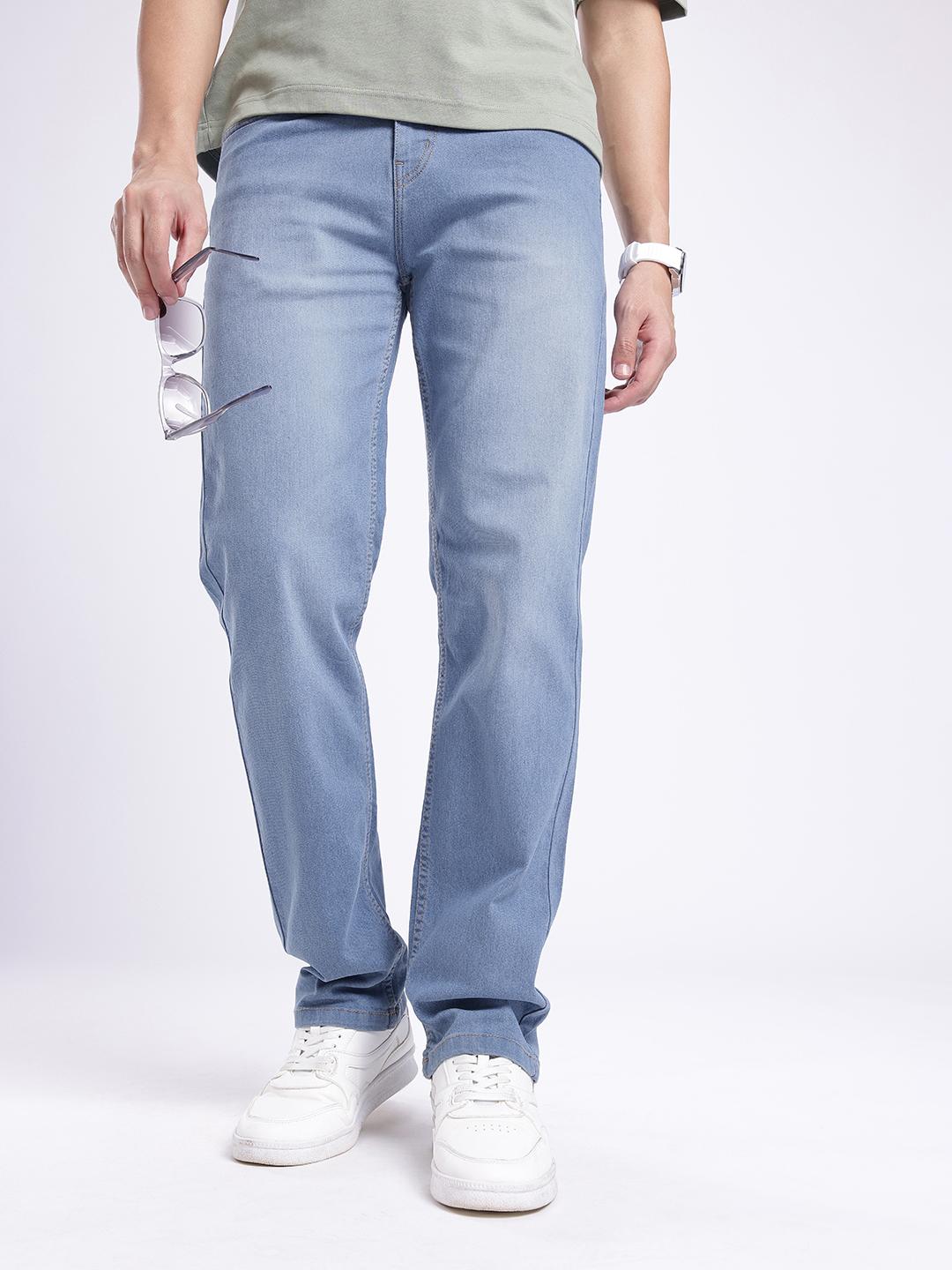 glitchez Men Regular Fit Light Fade Stretchable Jeans