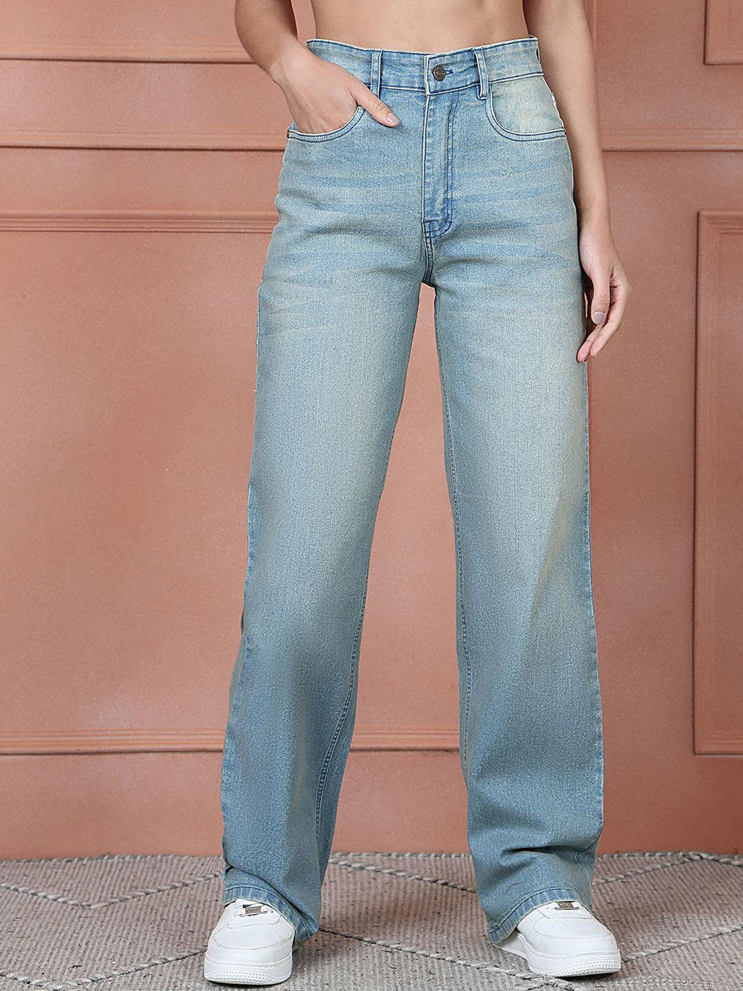 PUELLA Women Straight Fit High-Rise Light Fade Stretchable Jeans