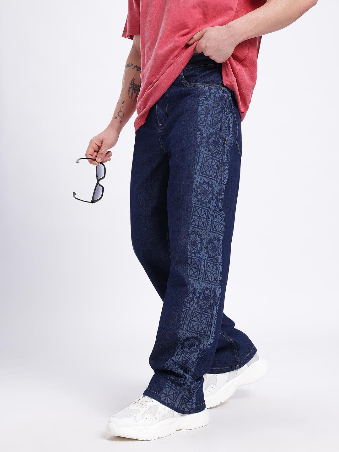 glitchez Men Printed Loose Fit Jeans
