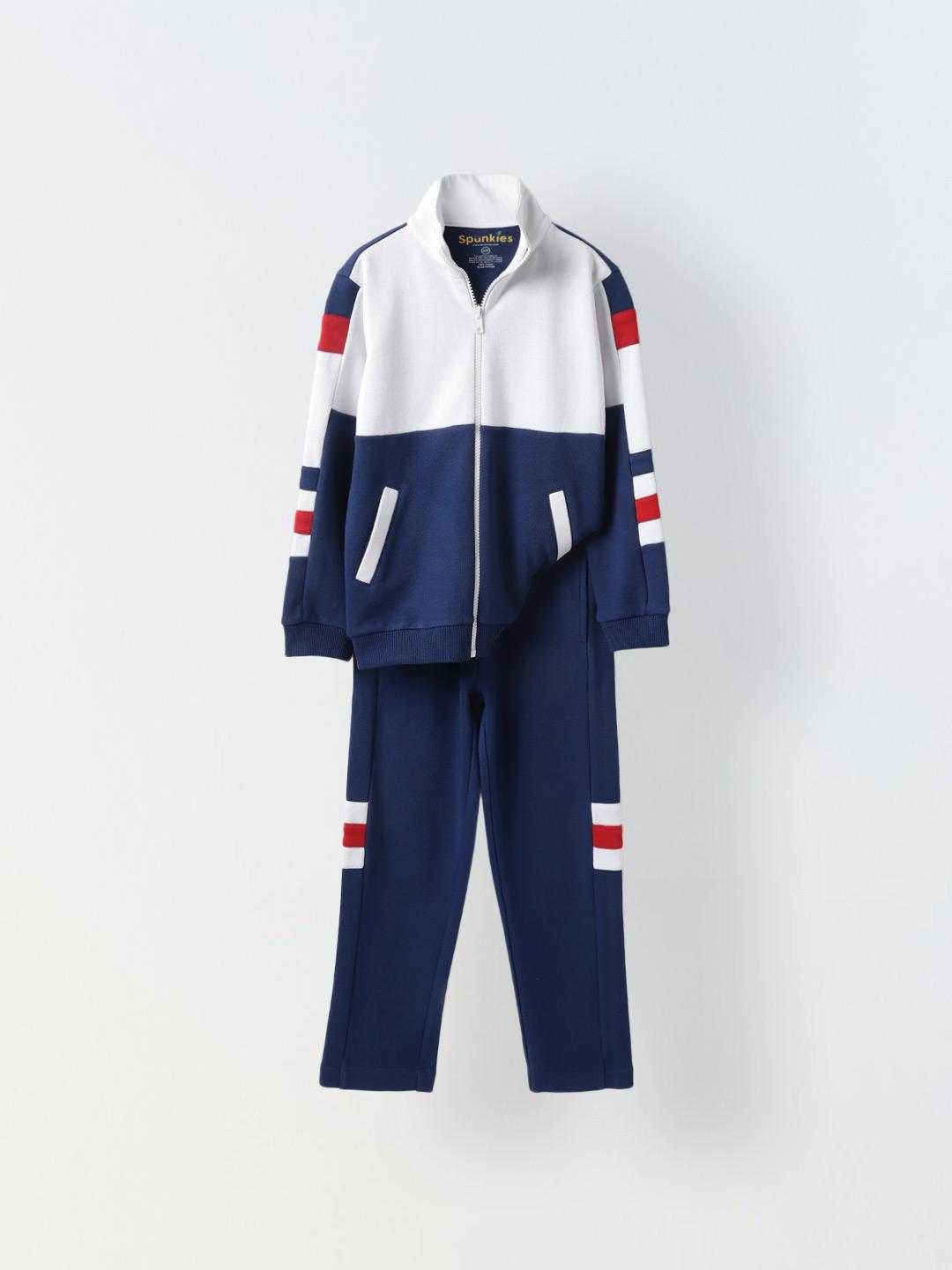 Buy SPUNKIES Kids Colourblocked Hooded Mid Rise Tracksuits - Tracksuits ...