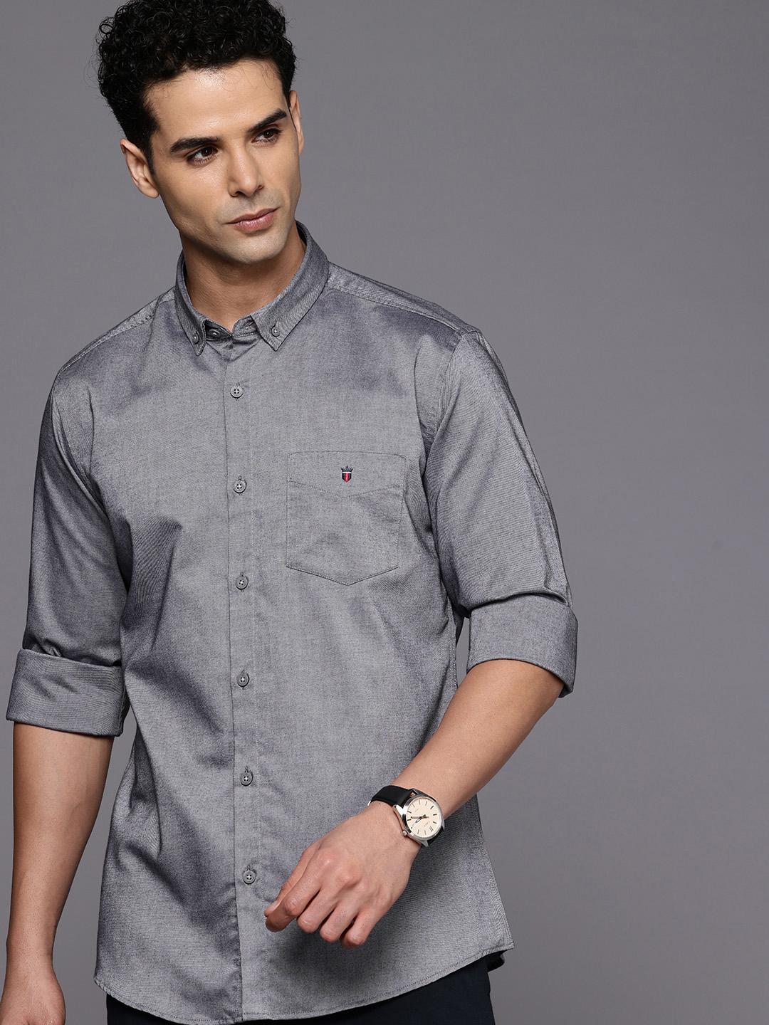 Men Slim Fit Oxford Natural Stretch Full Sleeve Casual Shirt