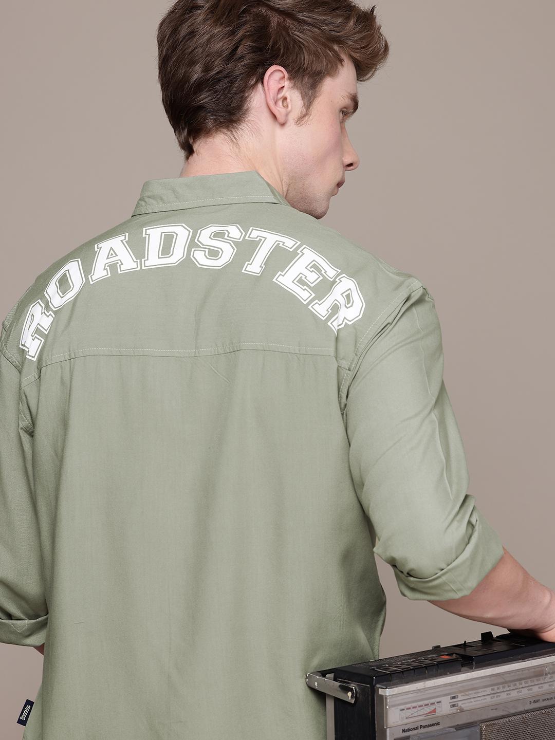 The Roadster Life Co. Pure Cotton Brand Logo Printed Relaxed Fit Shirt