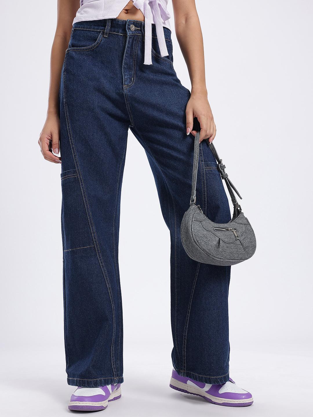 glitchez Women Panelled Mid-Rise Relaxed Fit Jeans