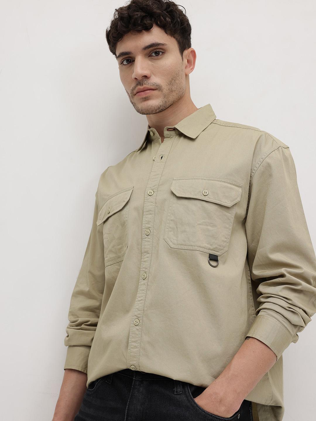 The Roadster Life Co. Pure Cotton Drop-Shoulder Sleeves Relaxed Fit Shirt