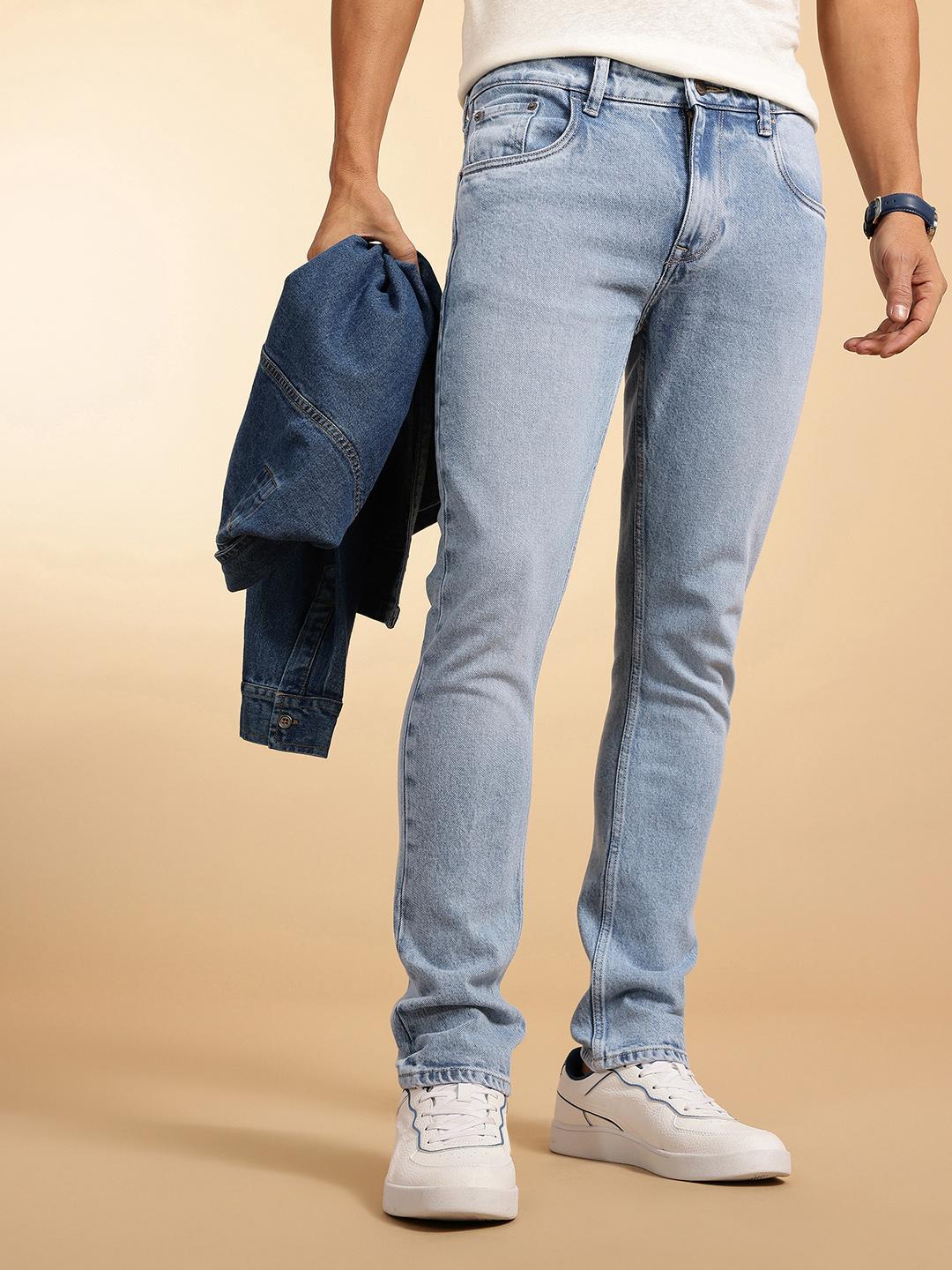 French Connection Men Slim Fit Mid-Rise Light Fade Stretchable Jeans