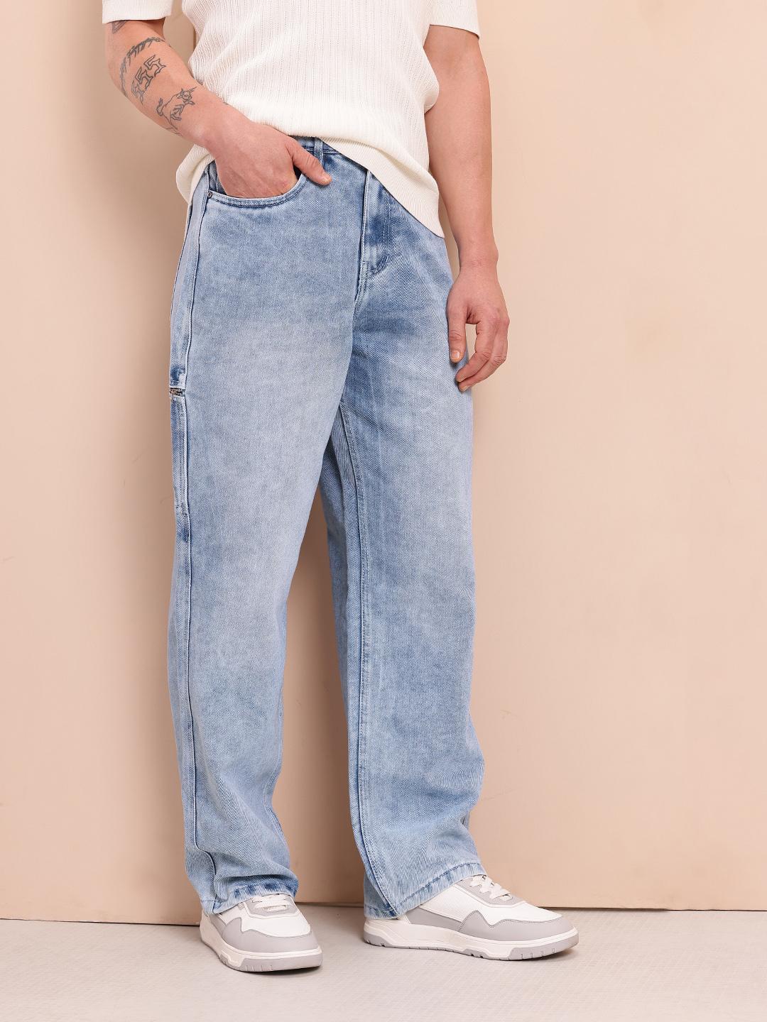 Mast & Harbour Men Relaxed Fit Mid-Rise Heavy Fade Carpenter Jeans