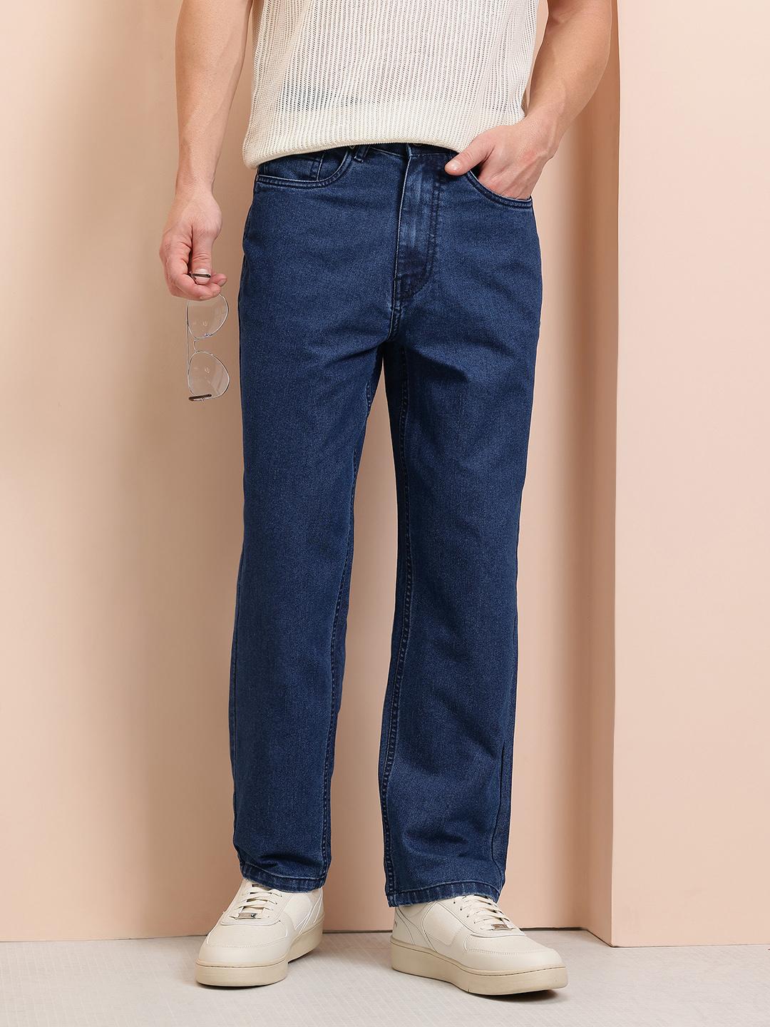 Mast & Harbour Men Tapered Loose Fit Mid-Rise Jeans
