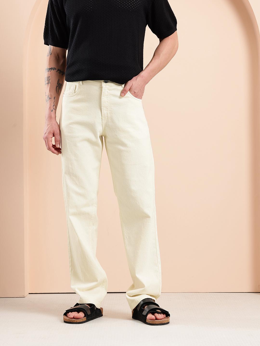 Mast & Harbour Men Straight Fit Mid-Rise Stretchable Jeans