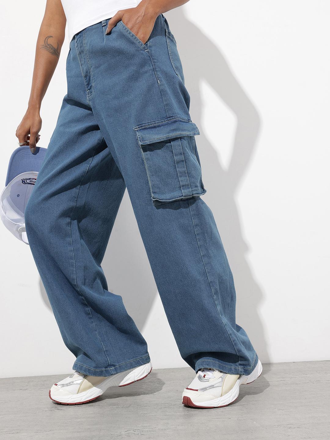 The Roadster Life Co. Women Wide Leg Stretchable Cargo Jeans