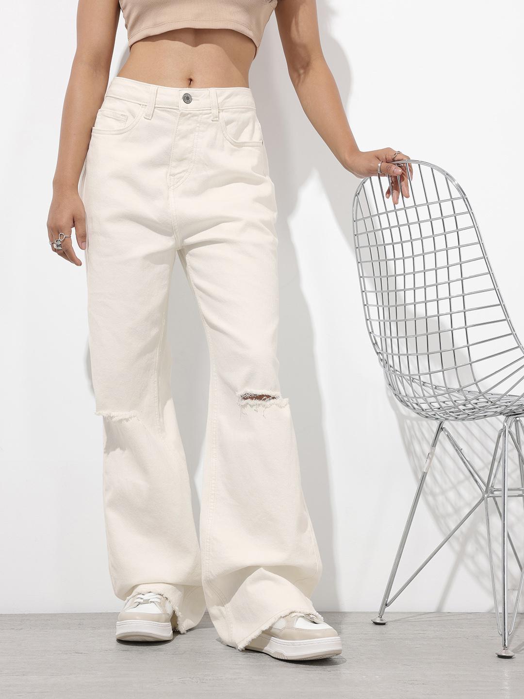 The Roadster Life Co. Women Straight Fit Mildly Distressed Stretchable Jeans