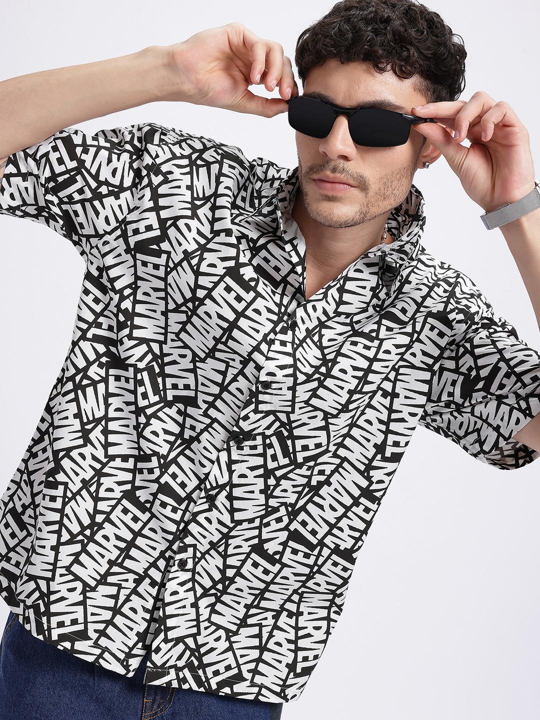 Disney by Glitchez Marvel Print Oversized Shirt