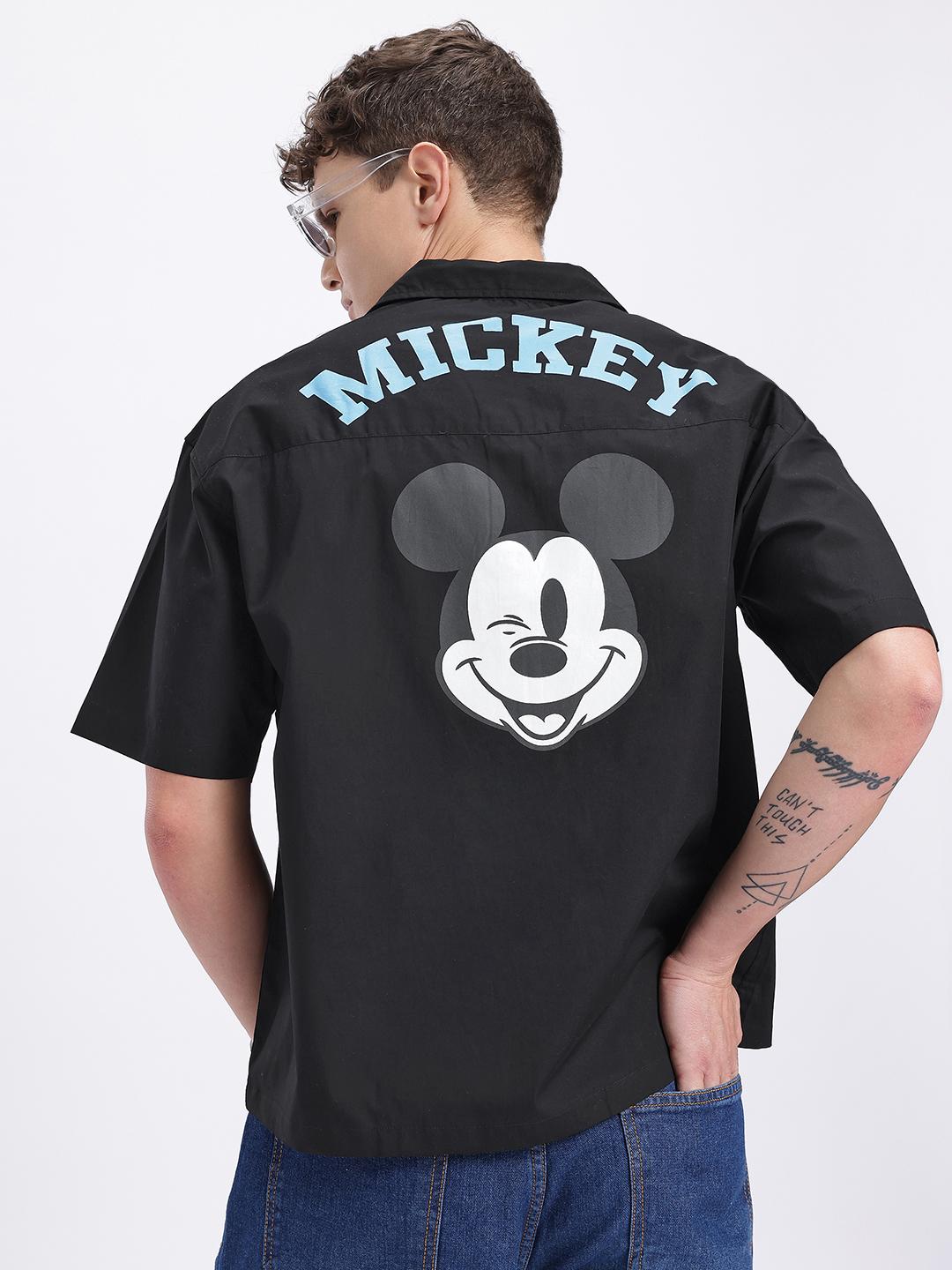 glitchez Mickey Mouse Print Oversized Shirt