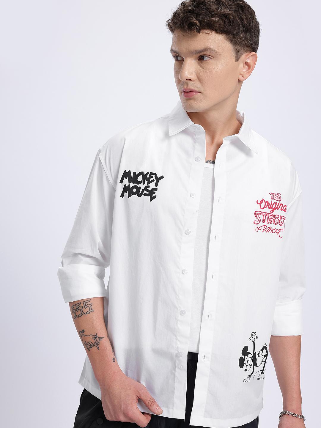 Mickey Print Oversized Casual Shirt