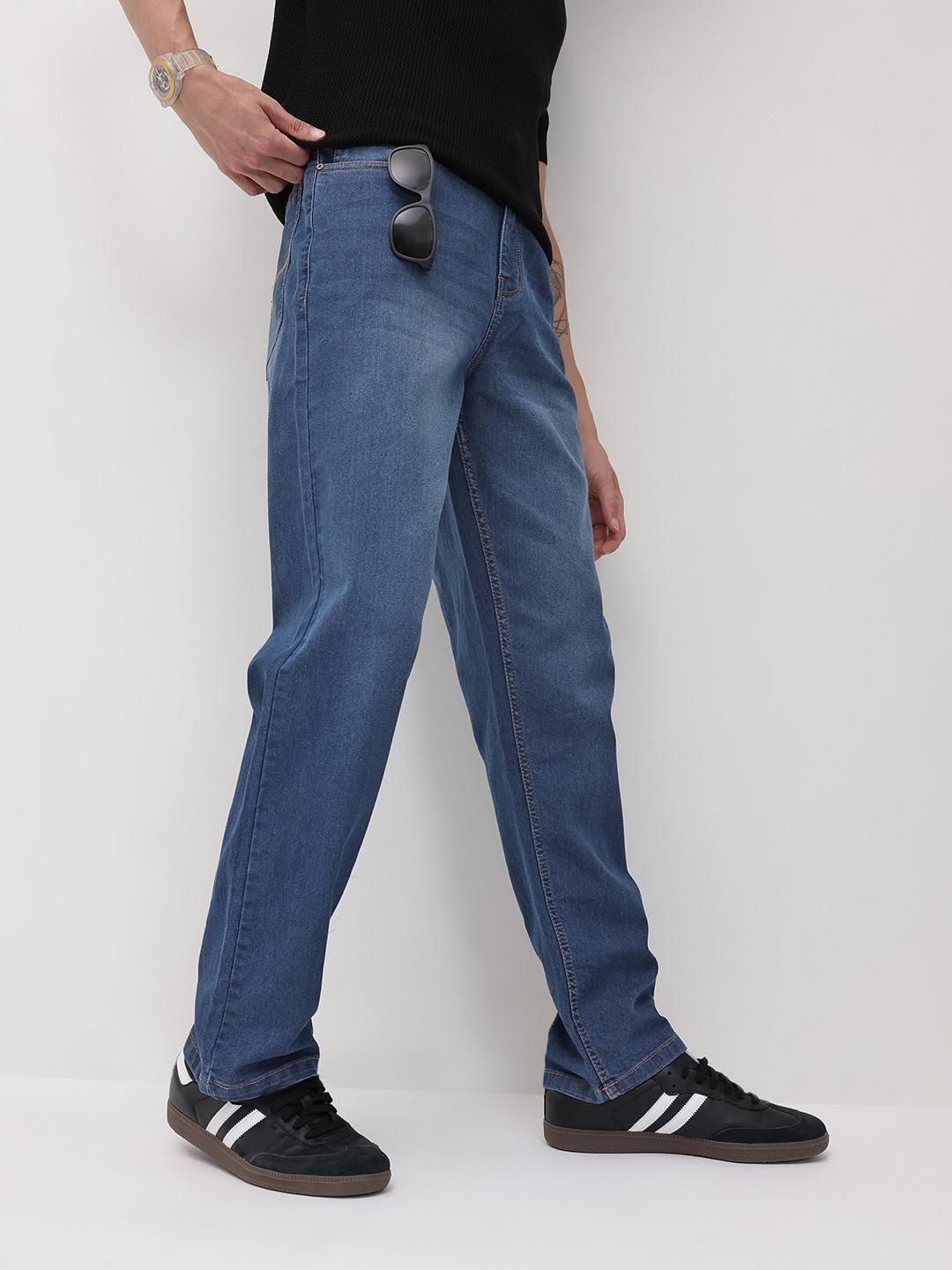 The Roadster Life Co. Men Mid-Rise Light Fade Stretchable Straight Fit Jeans