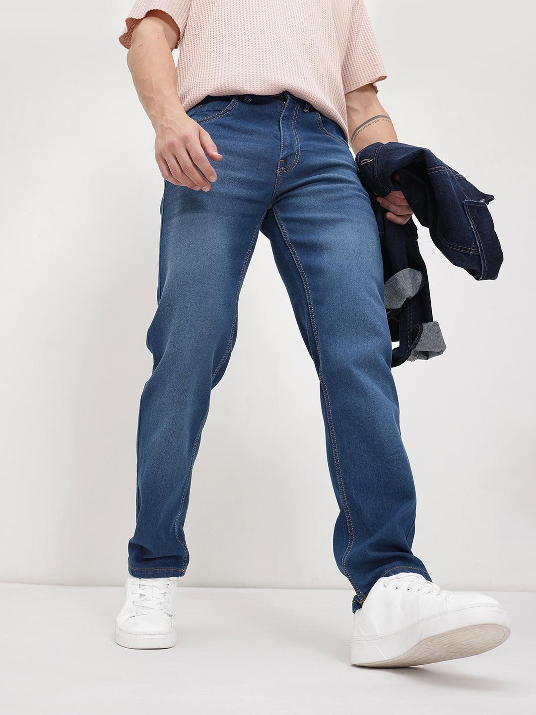 The Roadster Life Co. Men Regular Fit Mid-Rise Light Fade Stretchable Jeans