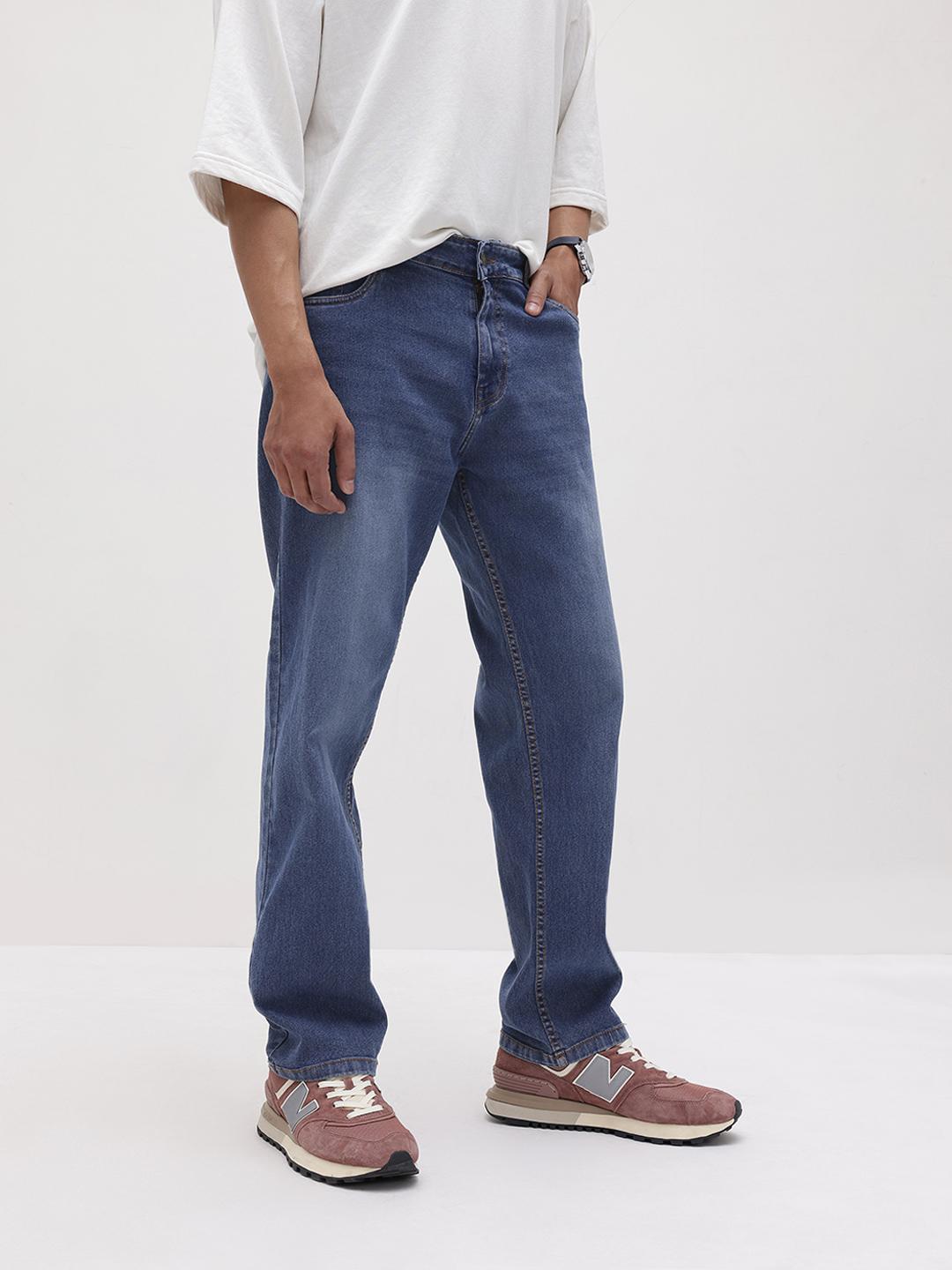 Roadster Men Straight Fit Mid-Rise Light Fade Stretchable Jeans